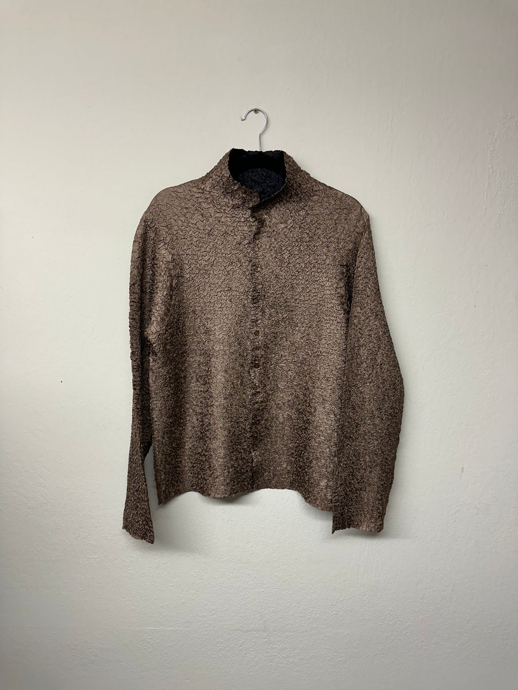 Reversible Black and Brown Mock Neck Tang Jacket