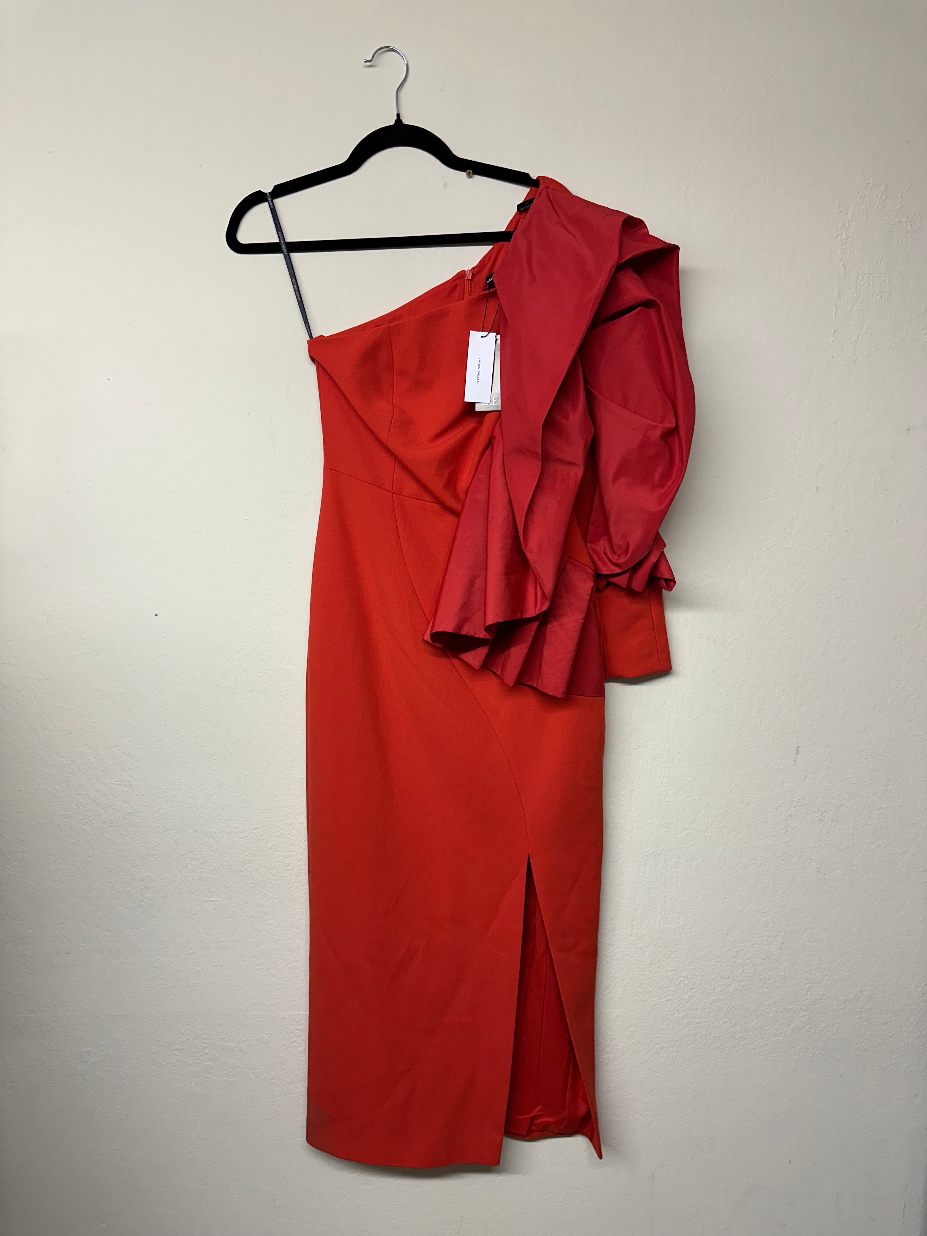Karen Millen Red Ruffle One Shoulder Dress [NWT]