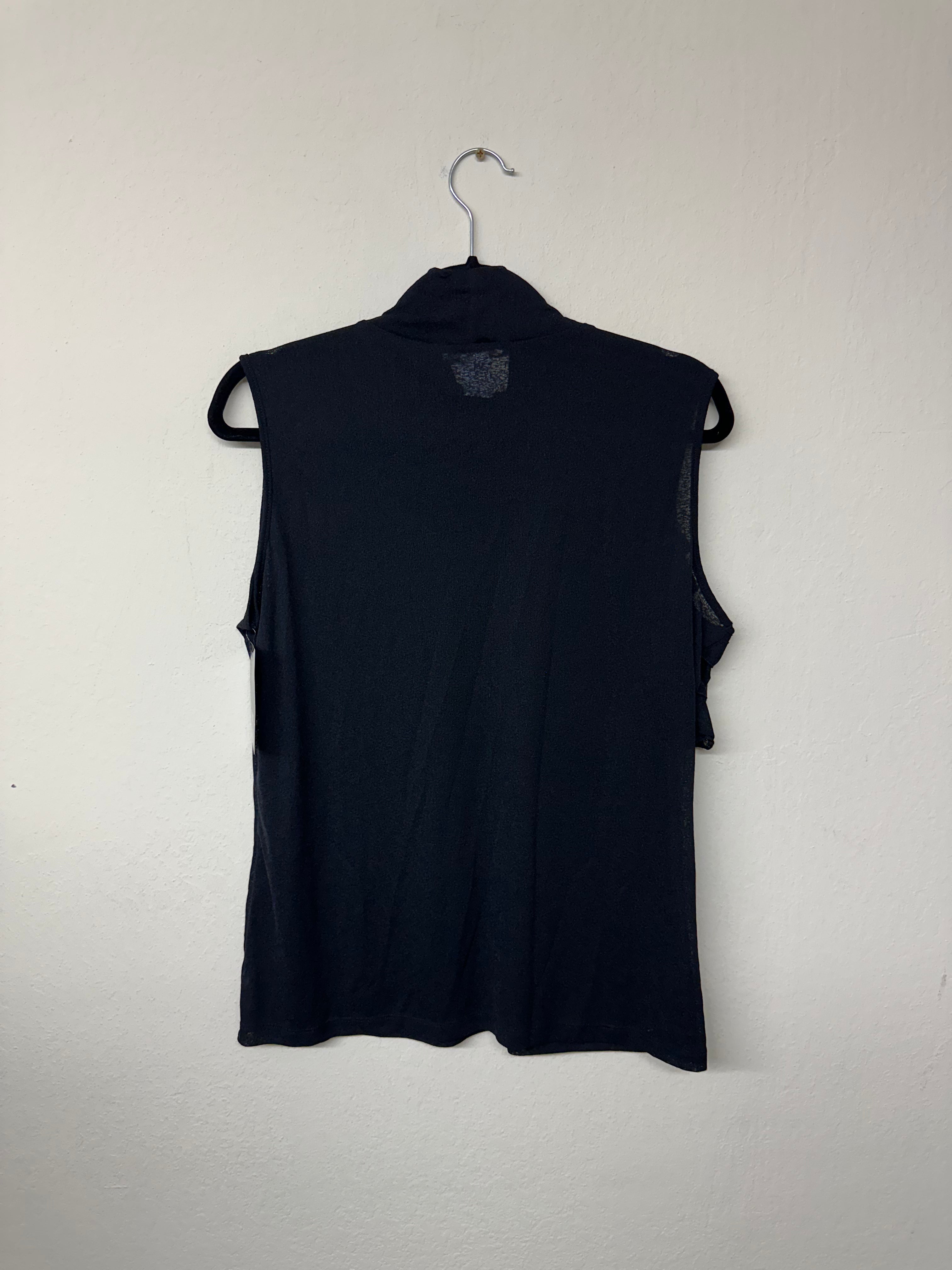 Romeo & Juliet Couture Black Ruffle Mock Neck Sleeveless Top