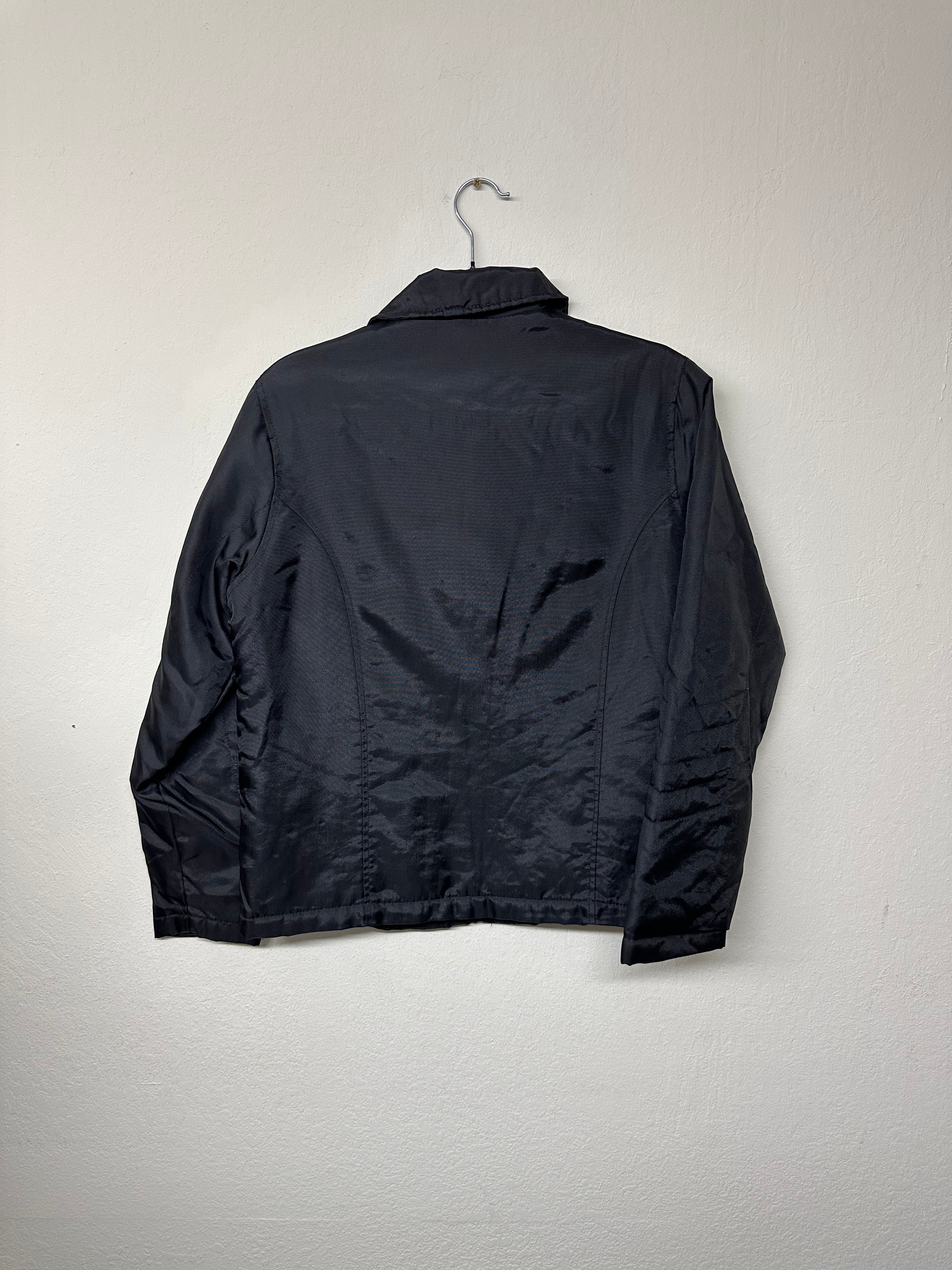 Old Navy 90s Cool Girl Sporty Black and Grey Nylon Moto Jacket