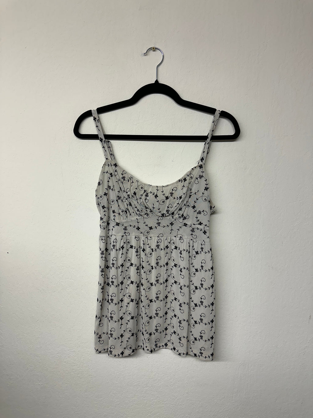 INC Y2K Bone White Embroidered Tank Top