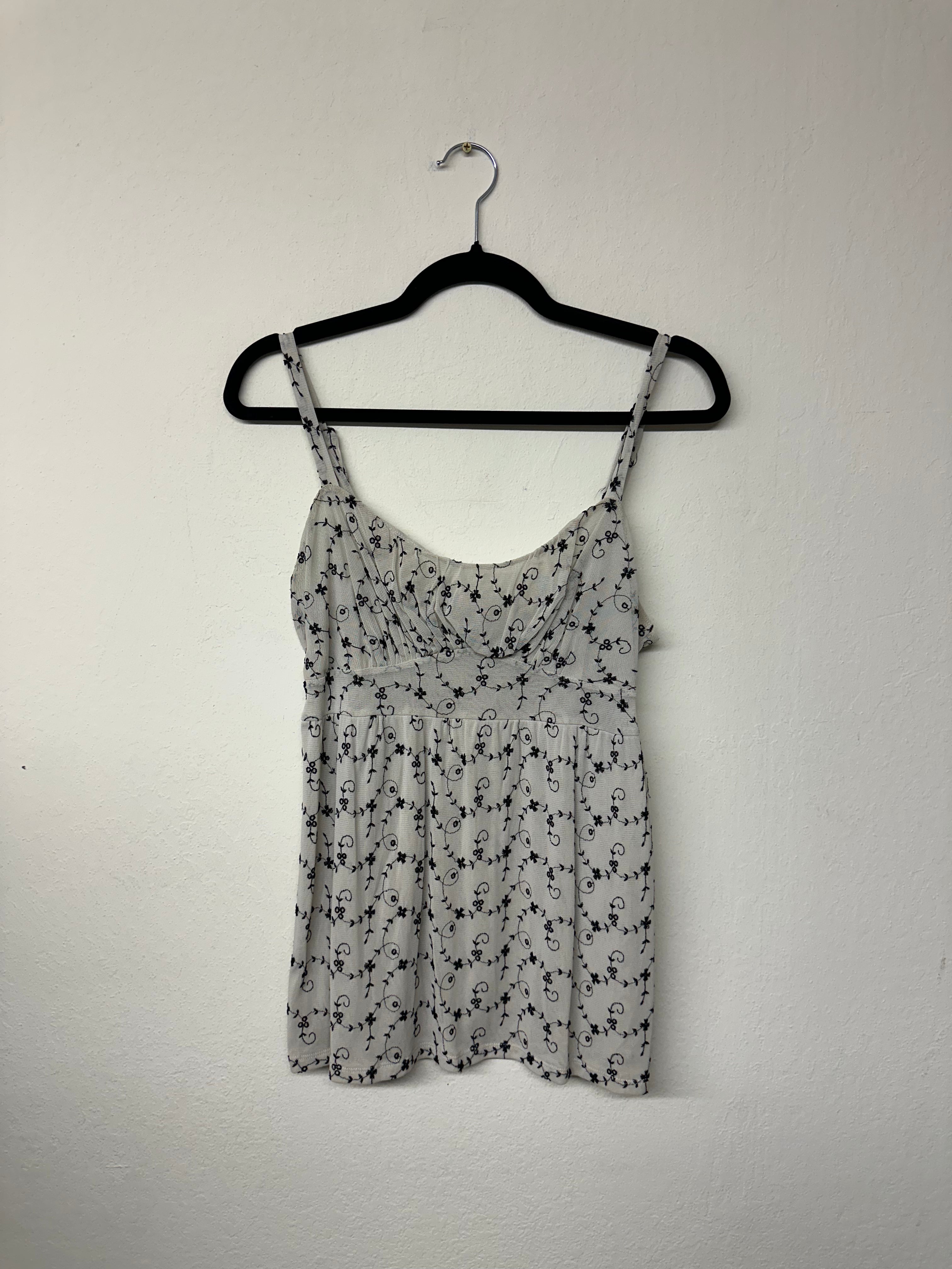 INC Y2K Bone White Embroidered Tank Top