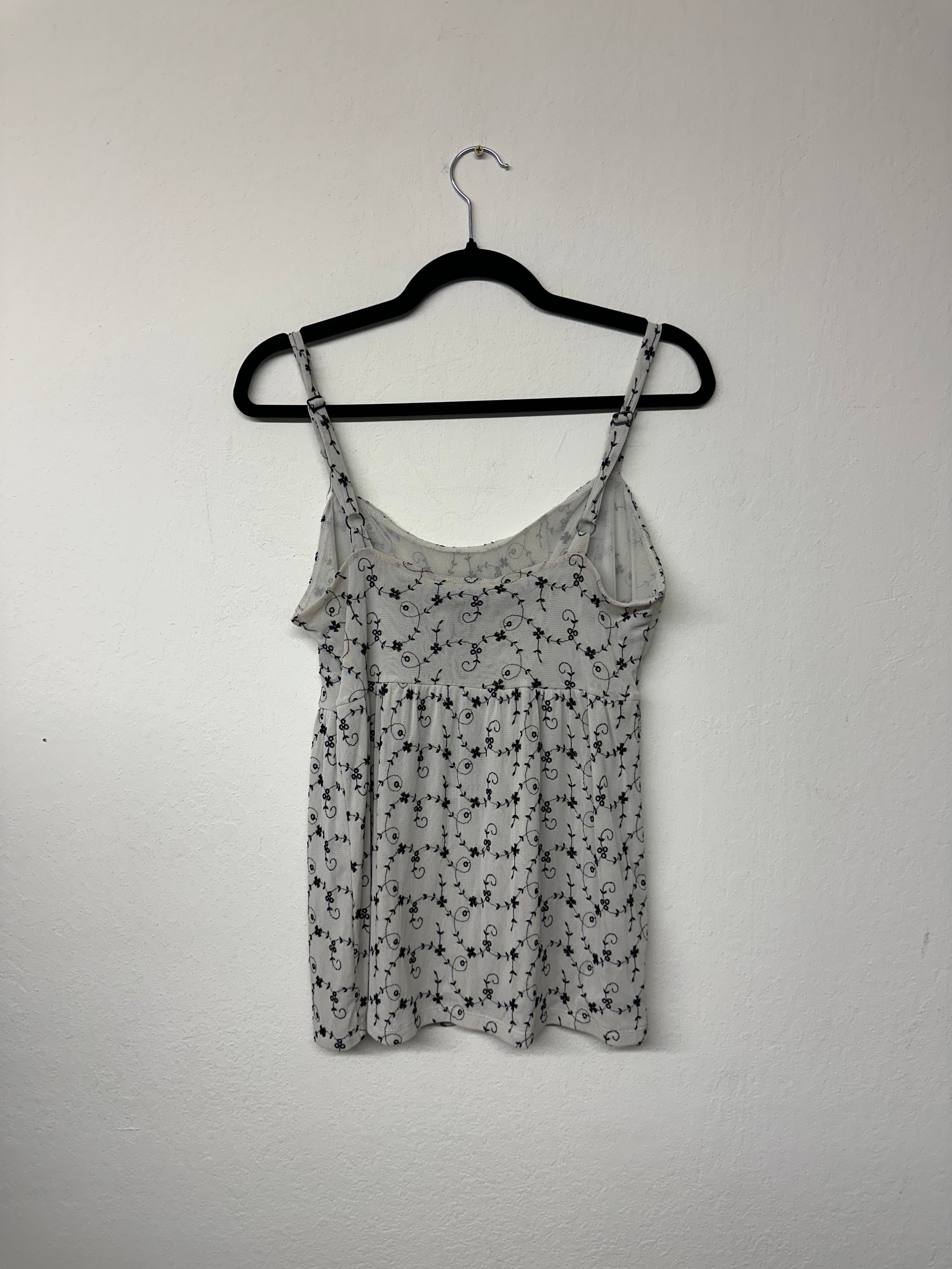 INC Y2K Bone White Embroidered Tank Top