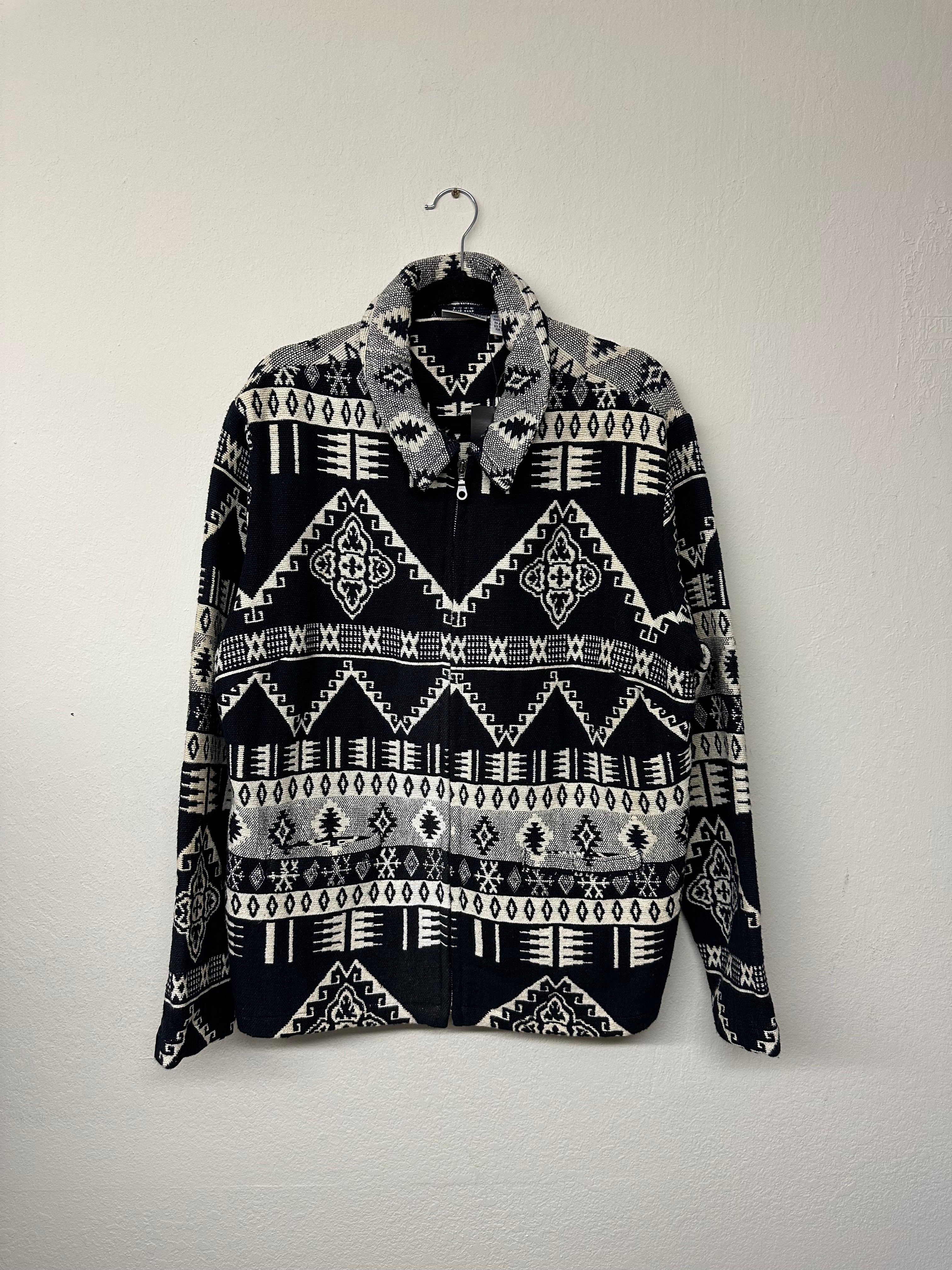 Fashion Bug 90s Black and White Western Tapestry Jacket