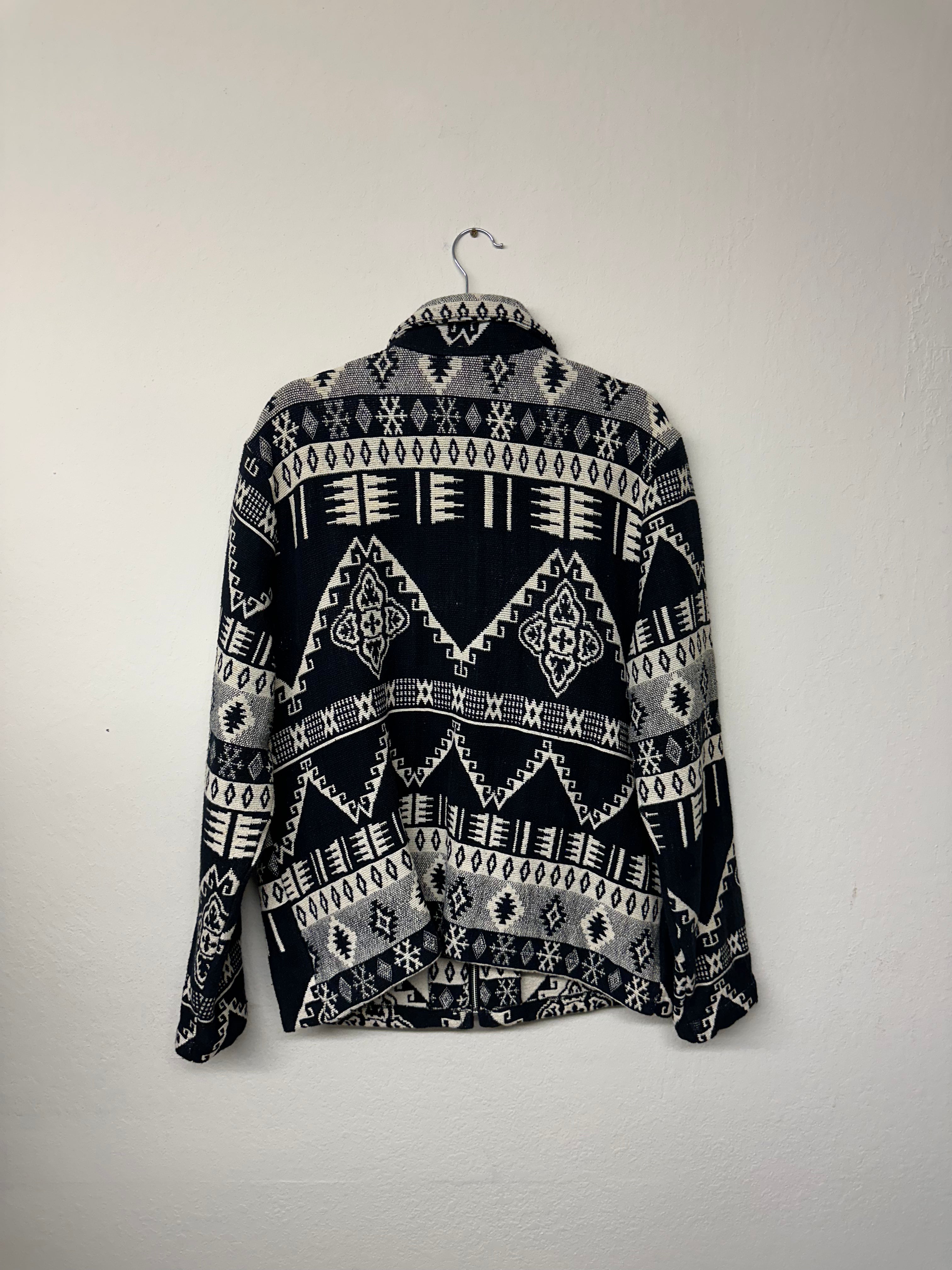 Fashion Bug 90s Black and White Western Tapestry Jacket