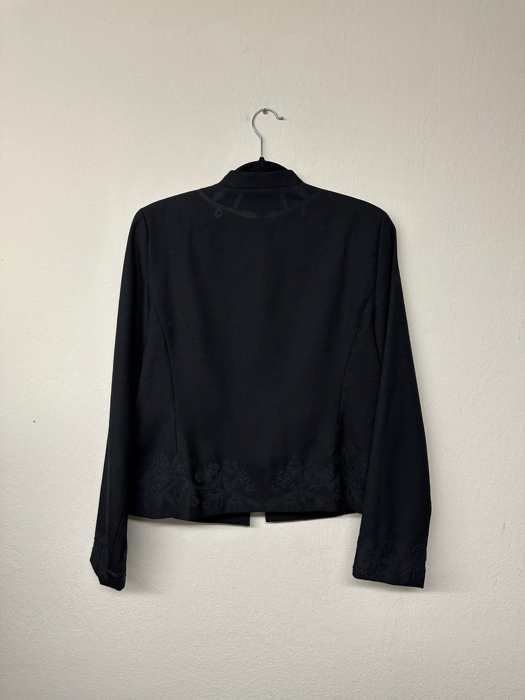 Liz Claiborne Black Wool Appliqué & Beaded Jacket