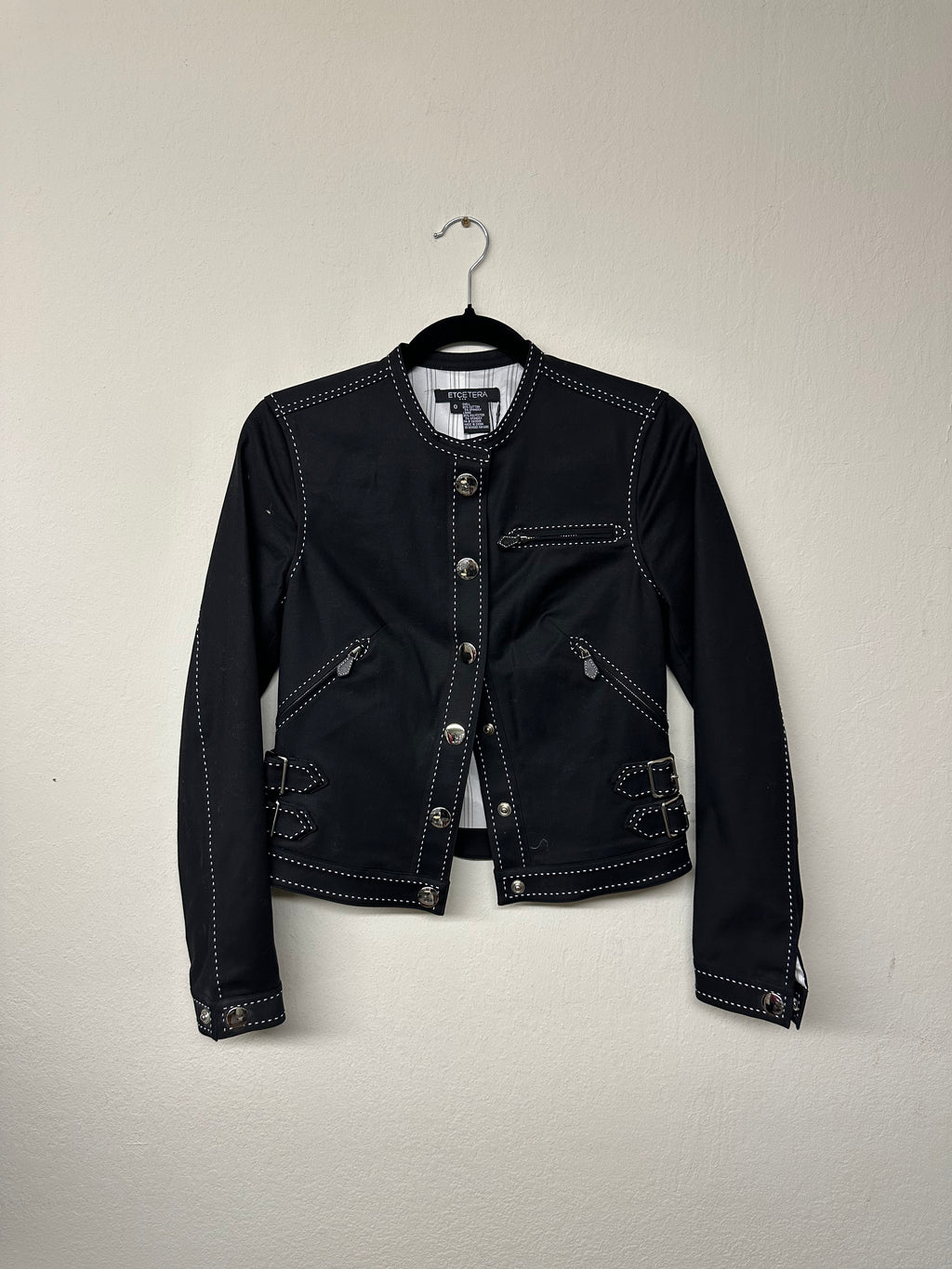 Etcetera Black Whipstitch Buckle Jacket