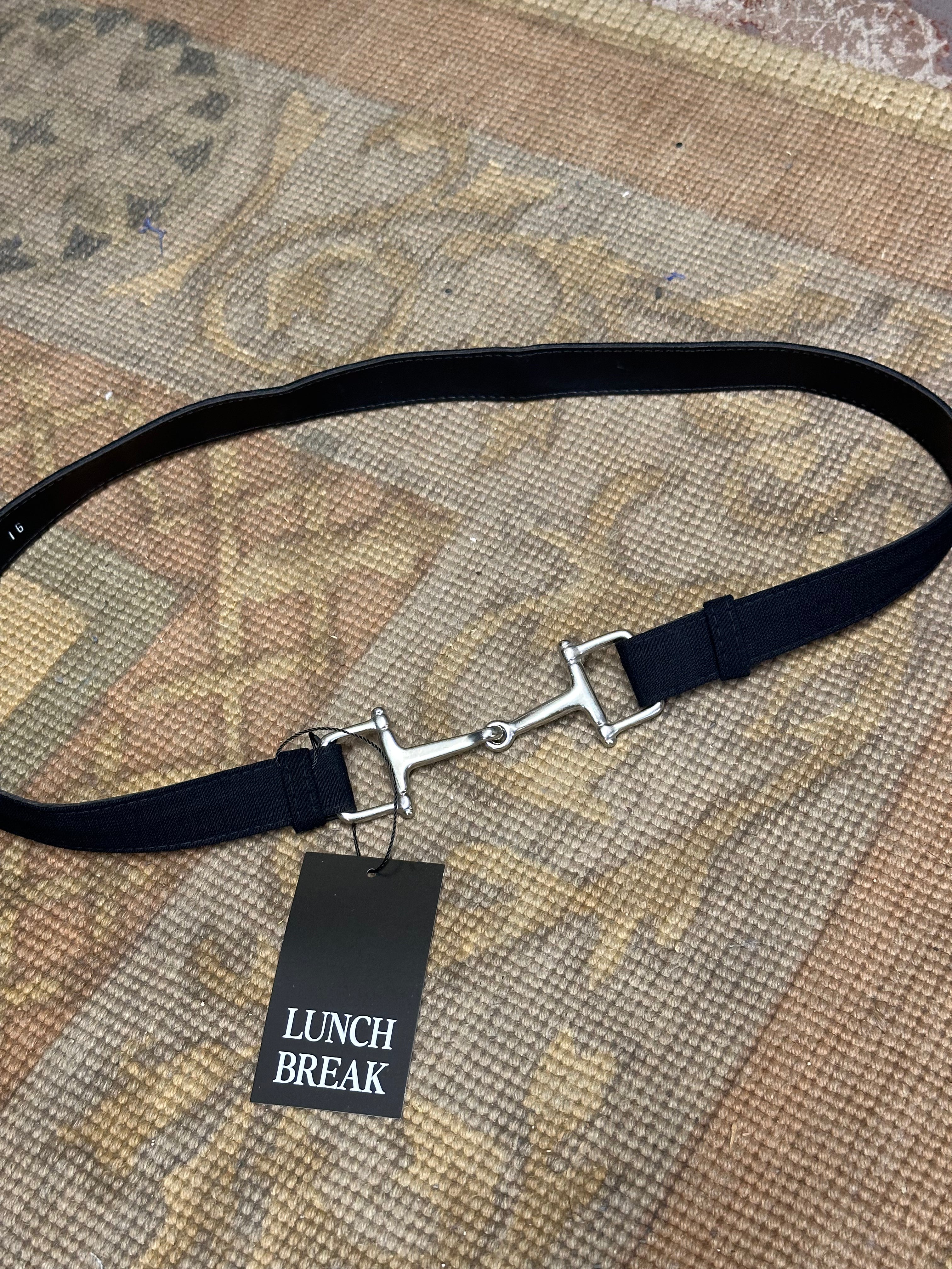Black and Silver Horsebit Belt