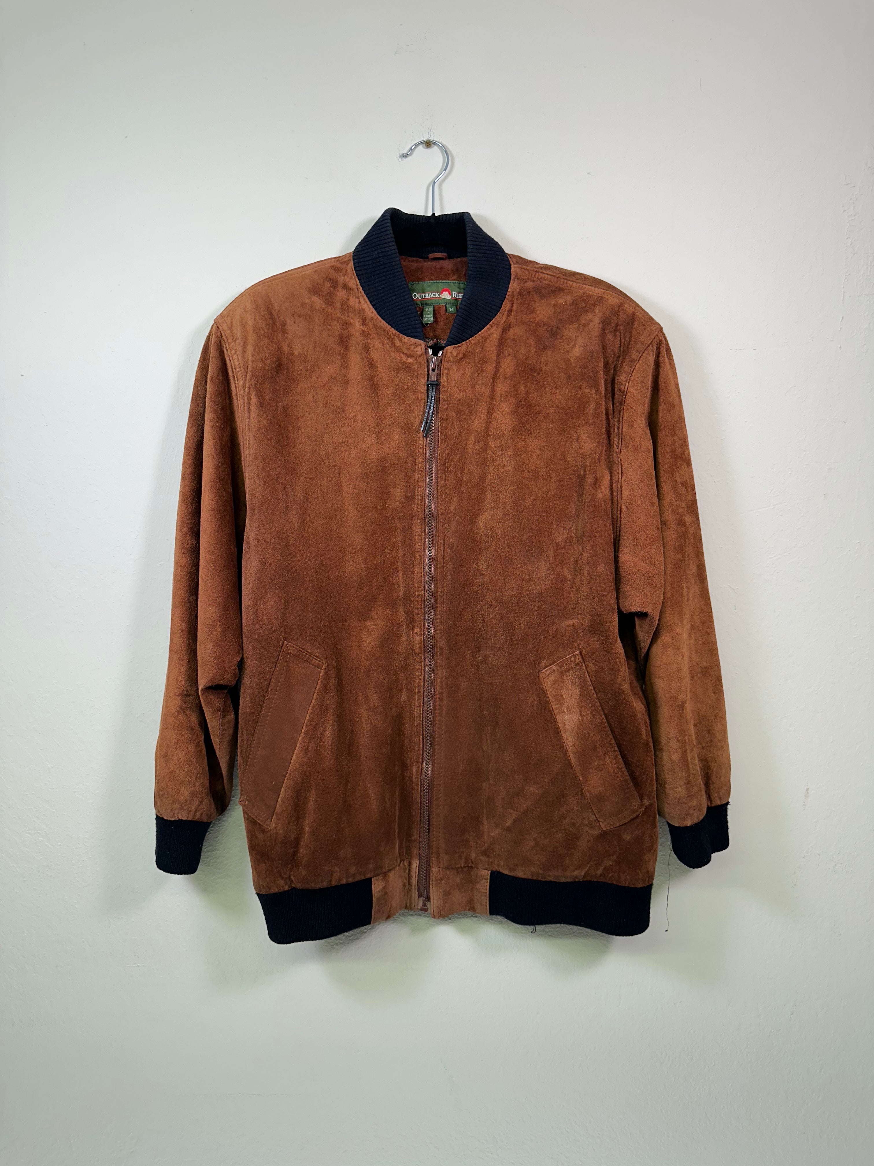 Outback Red Rusty Brown Lightweight Suede Bomber Jacket