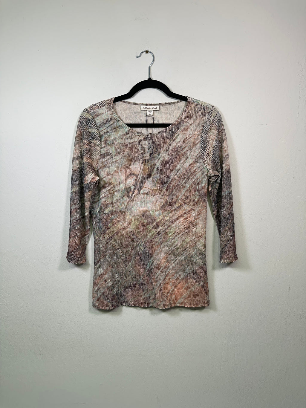 Y2K Coldwater Creek Plissé Print Top