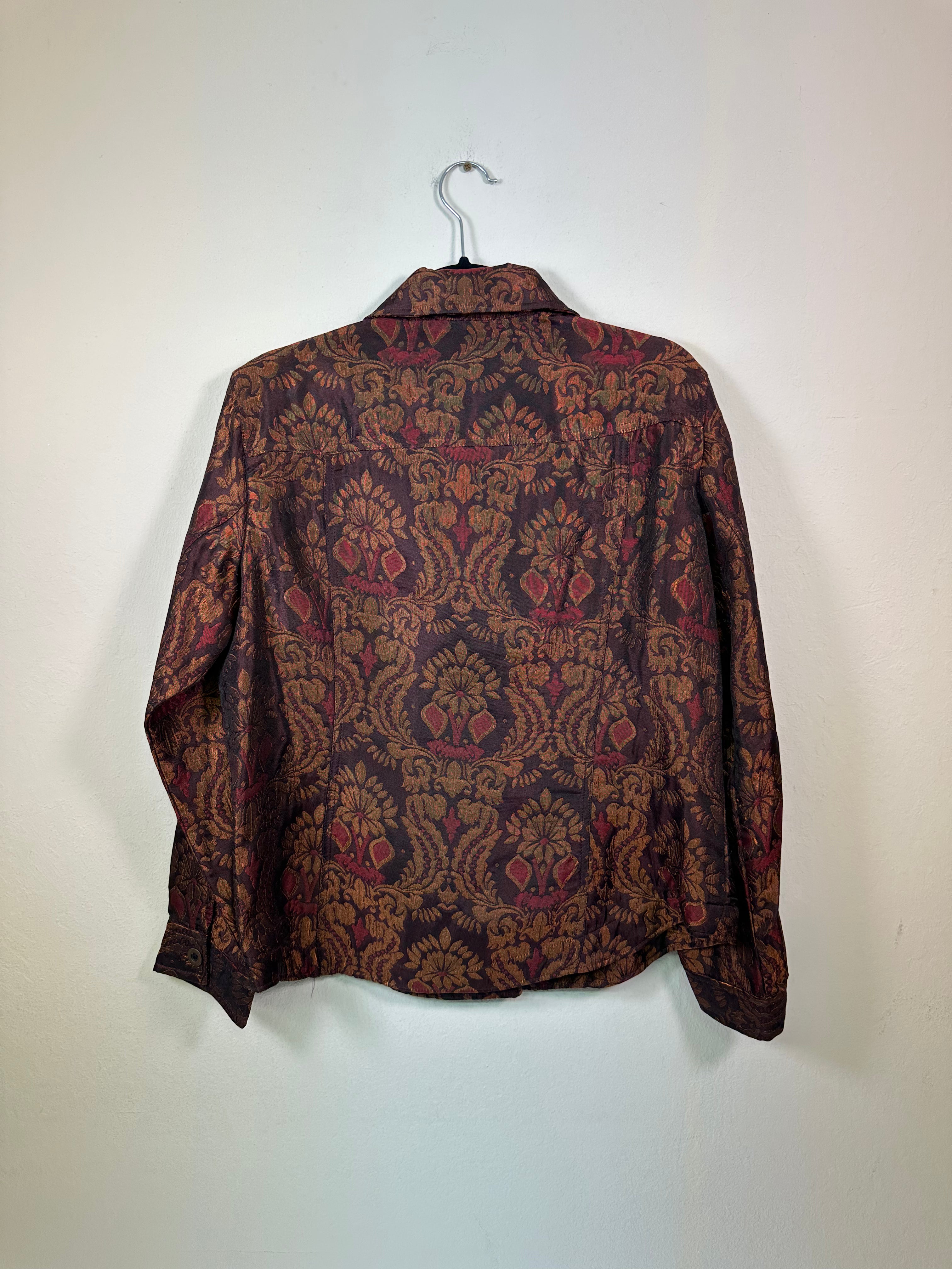 Addition by Chico's Metallic Floral Brocade Statement Jacket