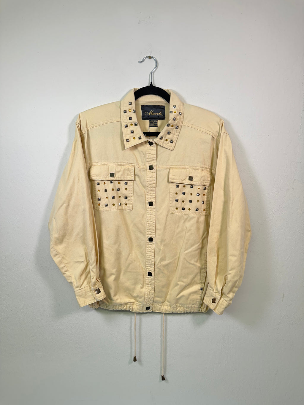 Mureli Western Studded Yellow Drawstring Shirt