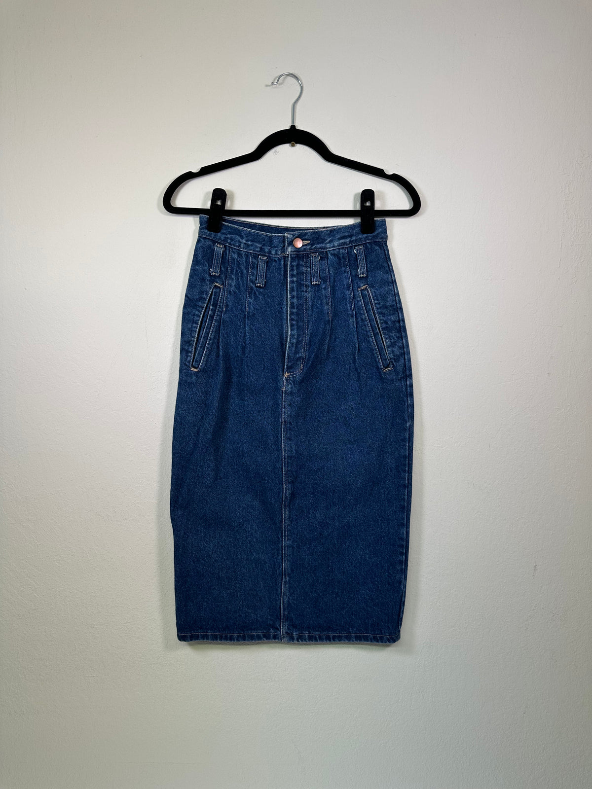 Jean Street 90s Midi Medium Wash Denim Skirt