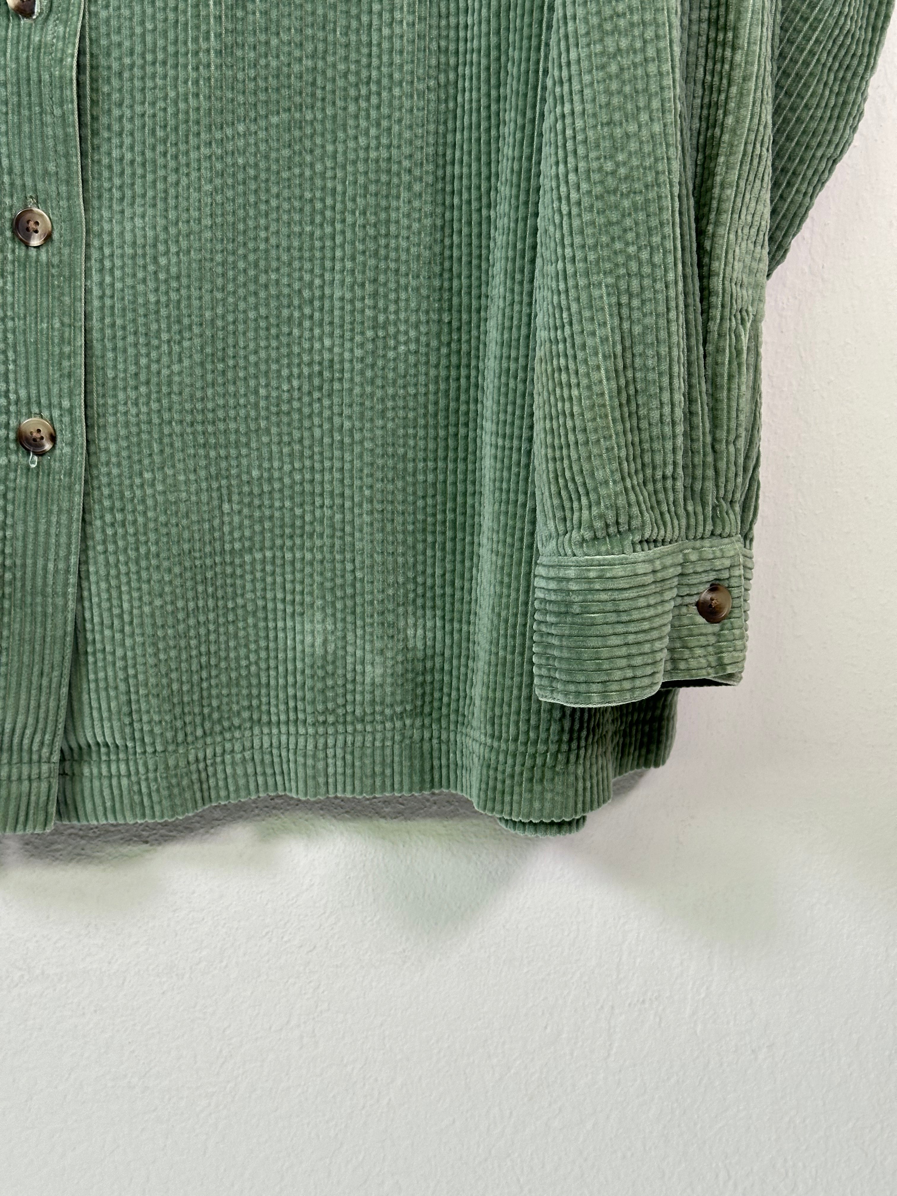 L.L. Bean 90s Sage Chunky Corduroy Button Up Shirt
