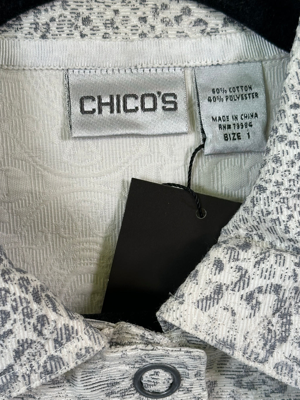 Y2K Chico's Snake Print White & Grey Belted Jacket