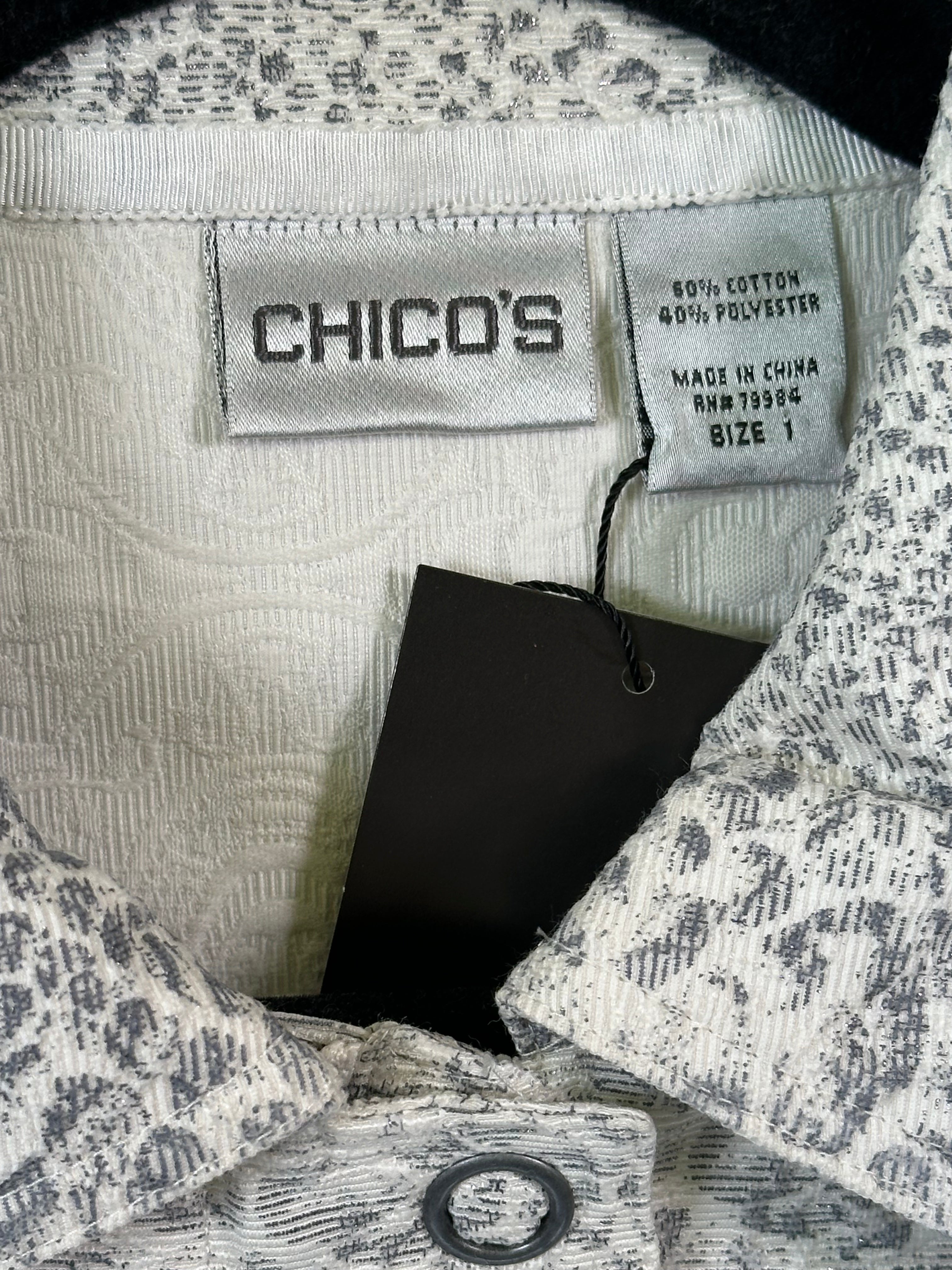 Y2K Chico's Snake Print White & Grey Belted Jacket