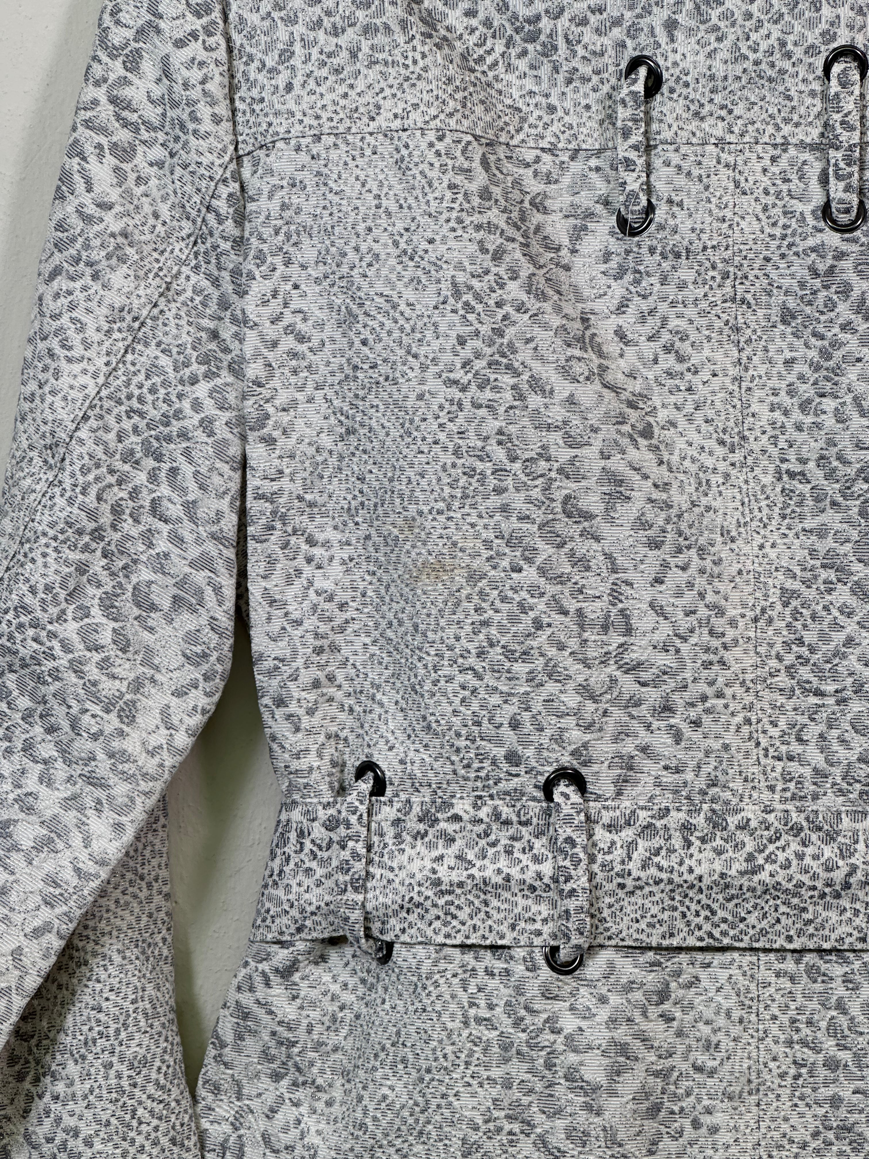 Y2K Chico's Snake Print White & Grey Belted Jacket