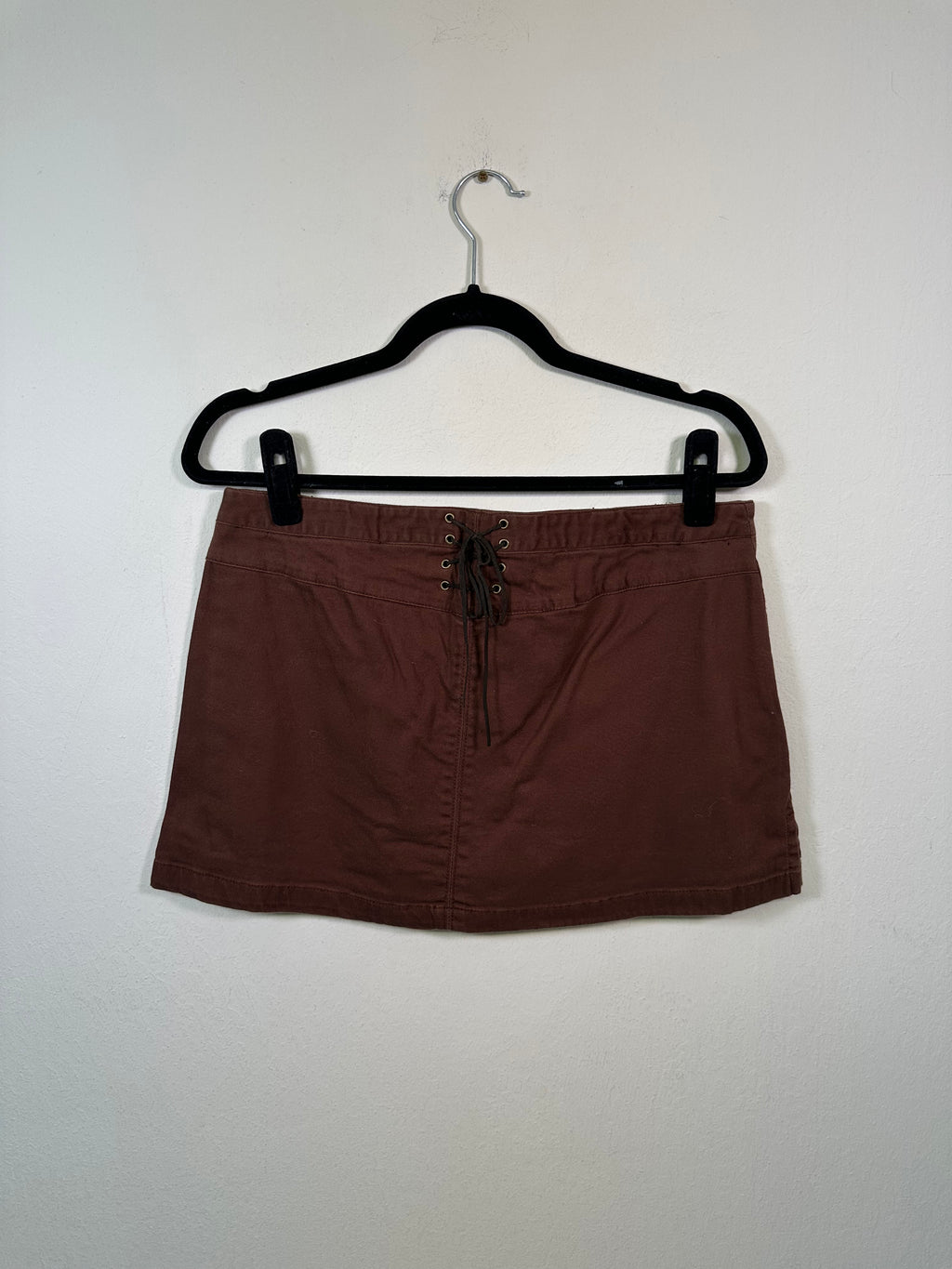Y2K Xhileration Chocolate Brown Lace-Up Mini Skort