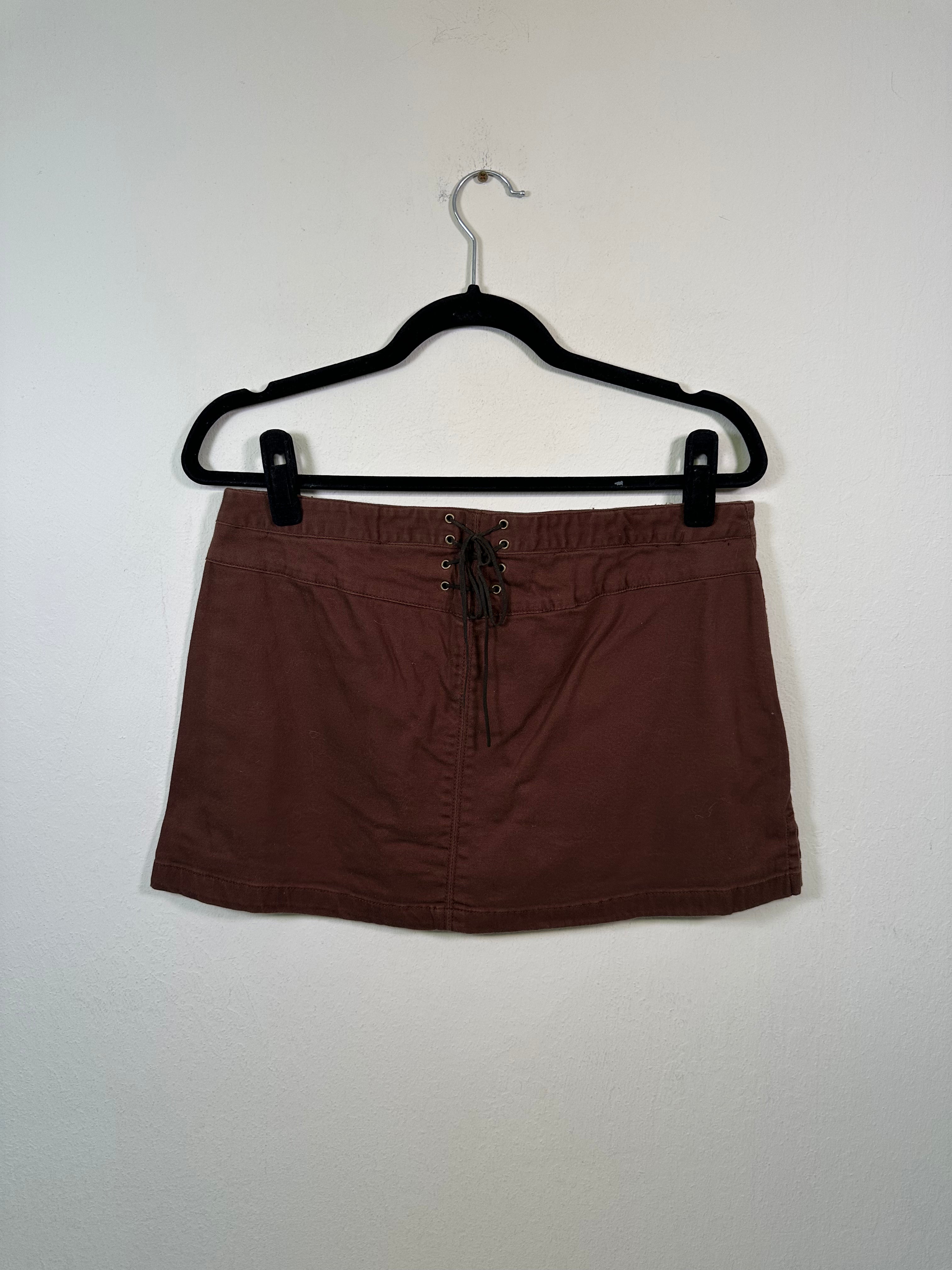 Y2K Xhileration Chocolate Brown Lace-Up Mini Skort
