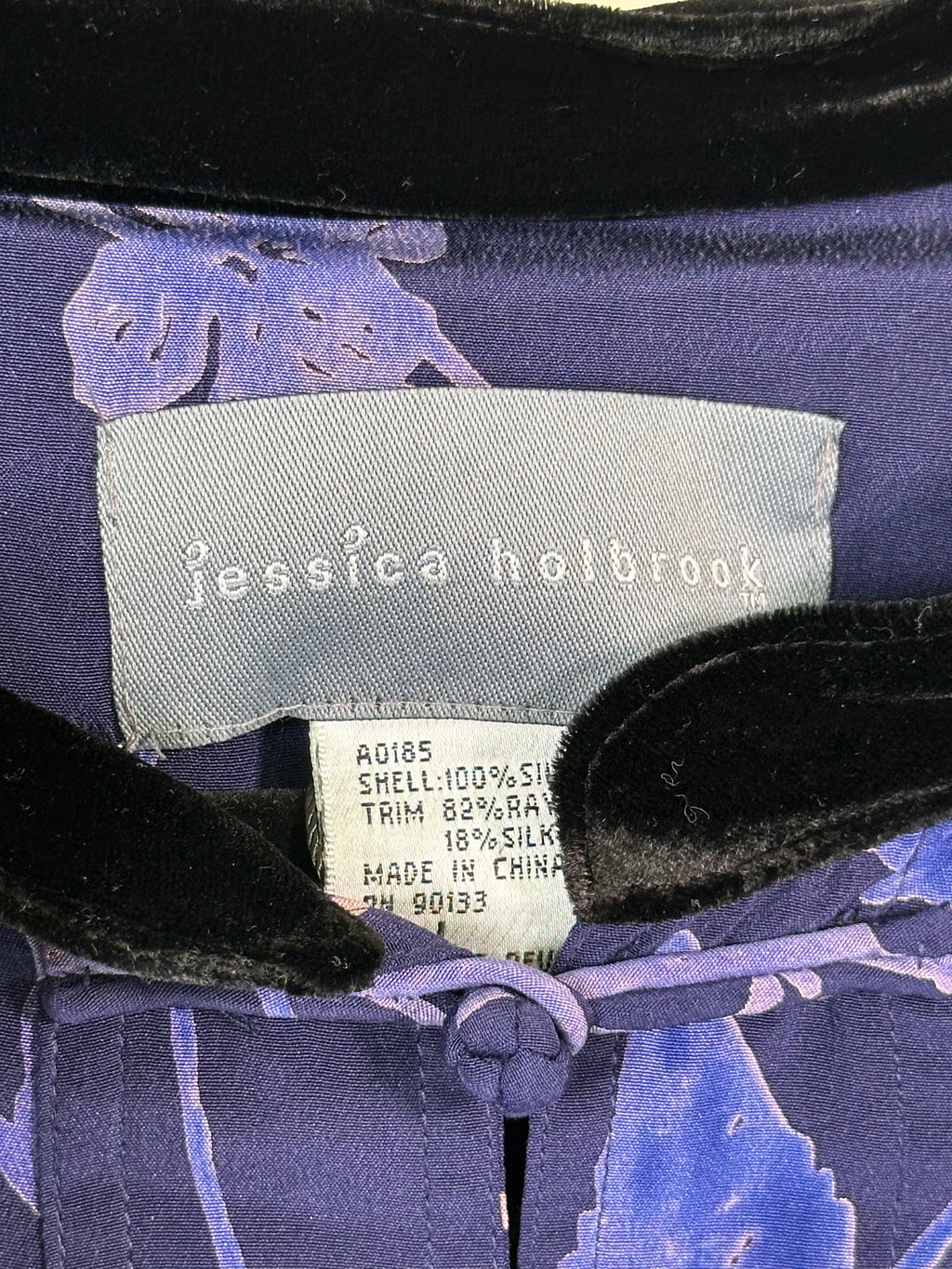 Y2K Jessica Holbrook Silk Blue Floral Tang Jacket Top