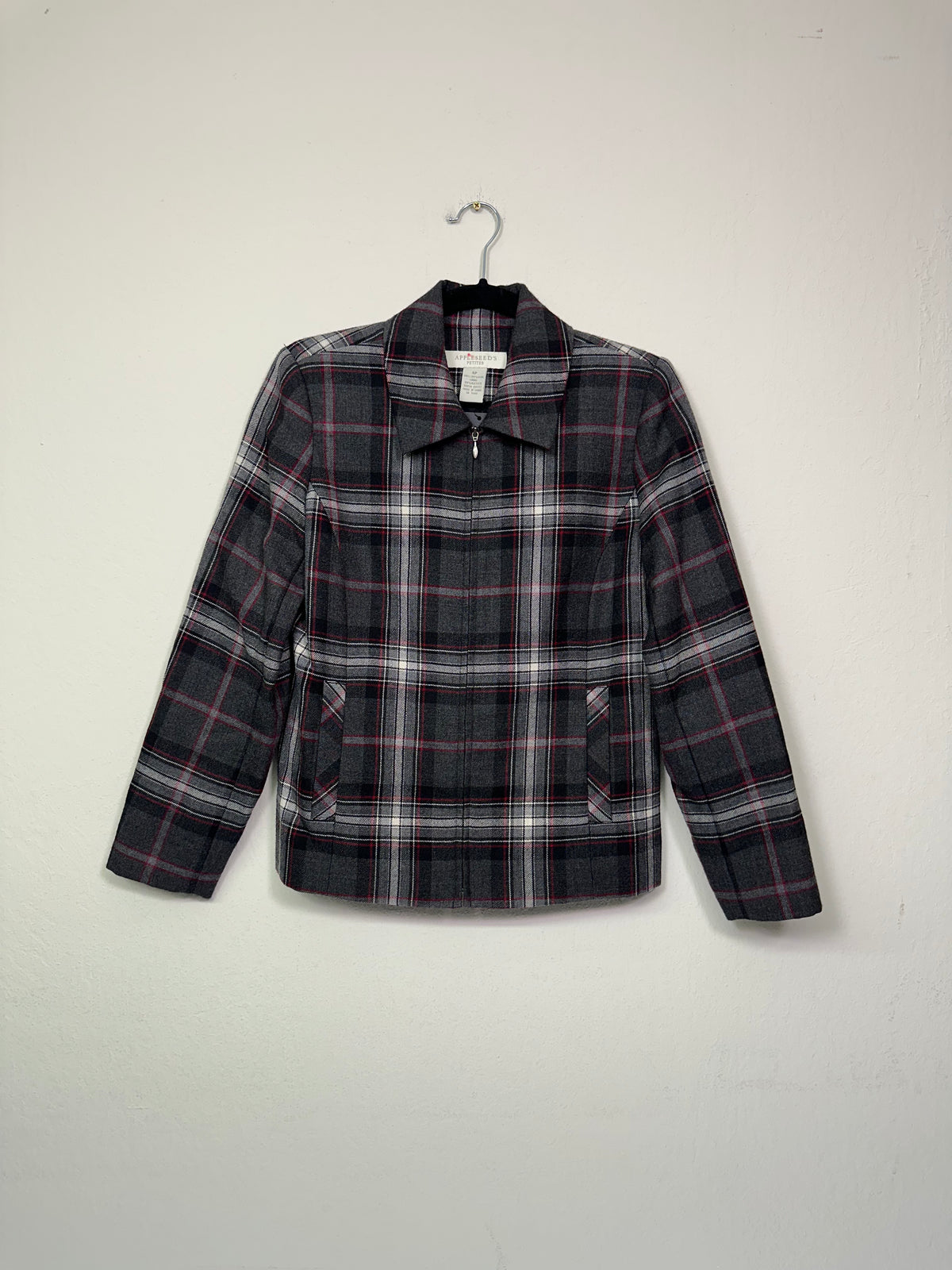 Wool Zip-Front Plaid Jacket