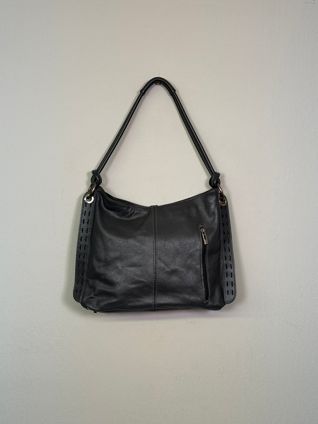 Italian Leather Grey Shoulder Bag