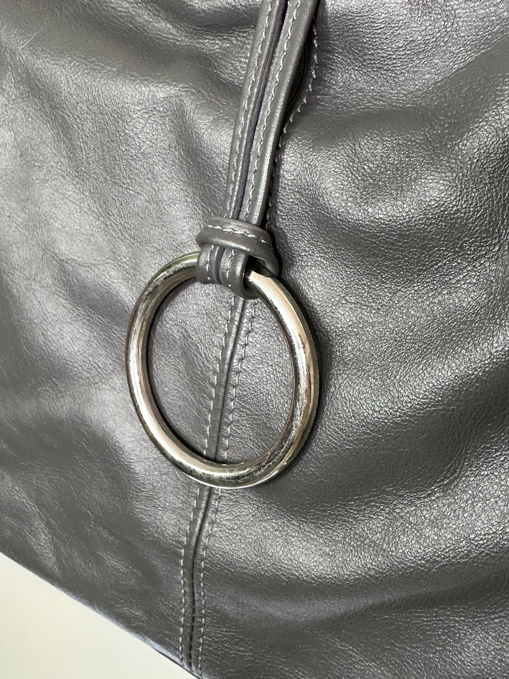 Italian Leather Grey Shoulder Bag