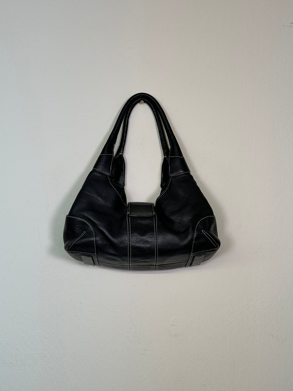 Black Pebbled Leather Shoulder Bag