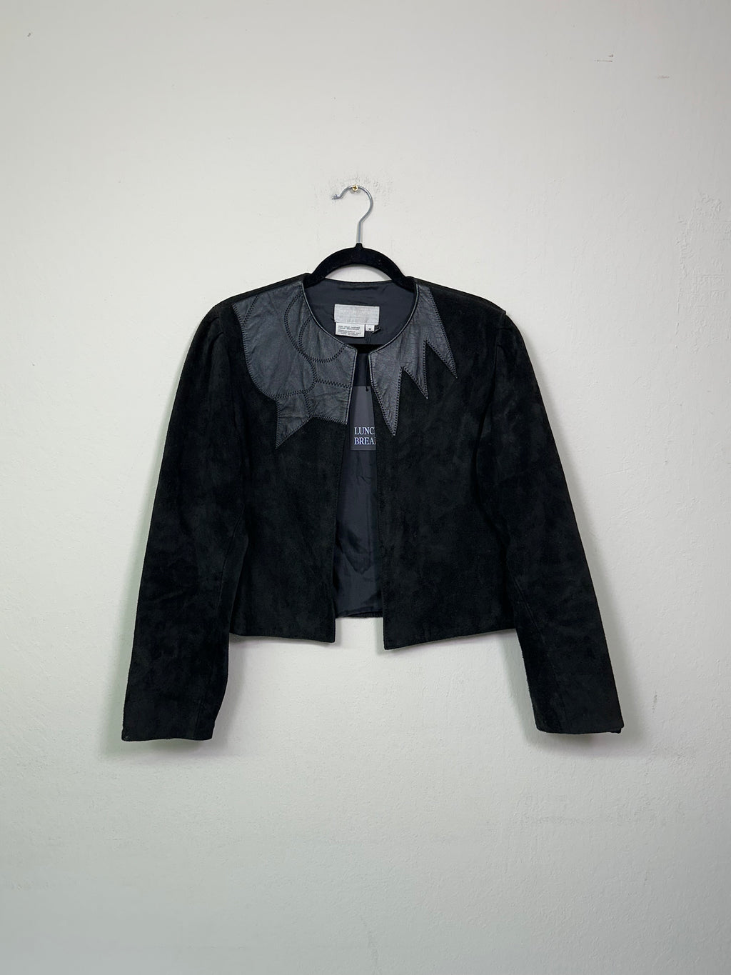 Suede & Leather Patchwork Collar Jacket