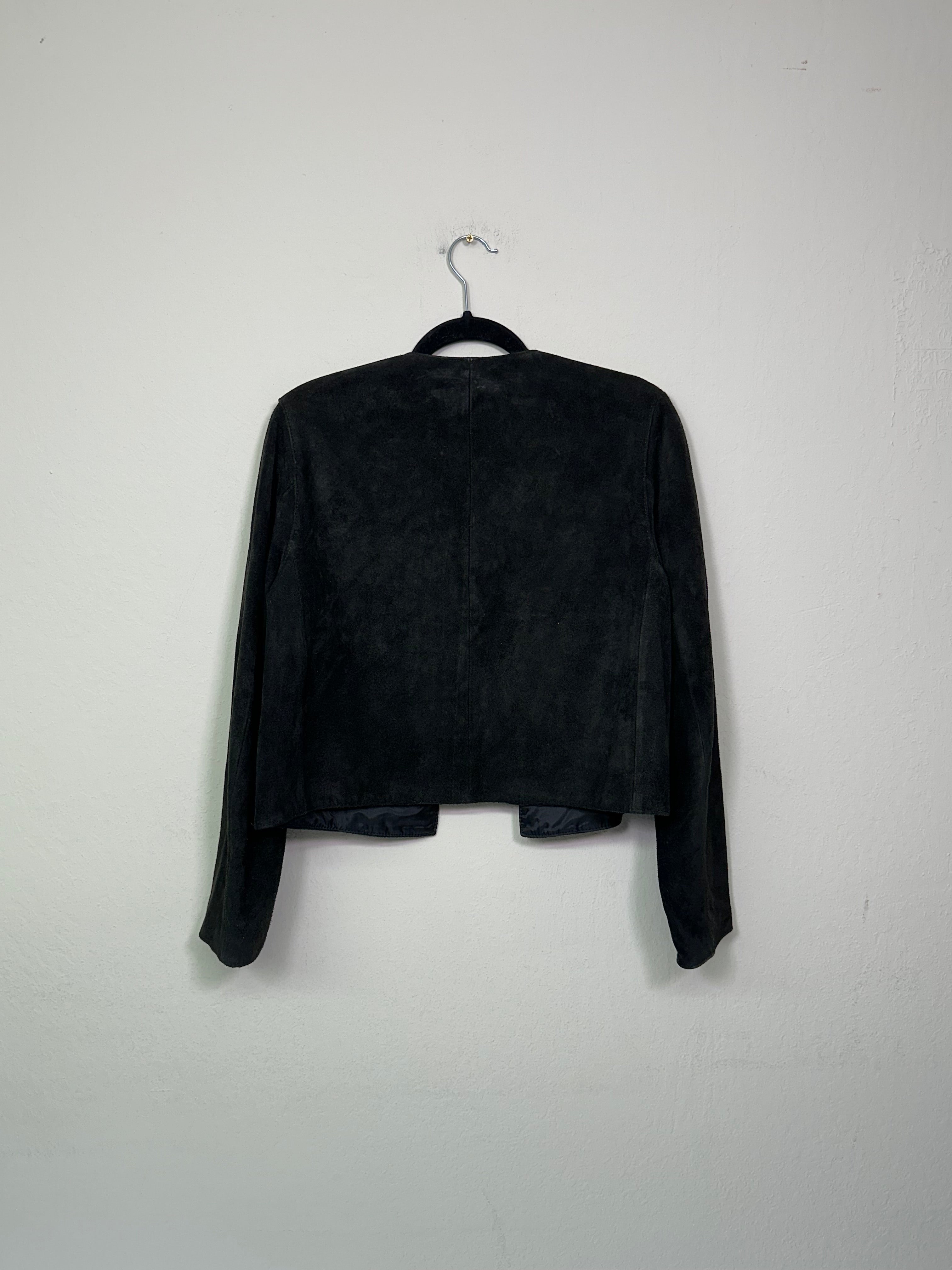 Suede & Leather Patchwork Collar Jacket