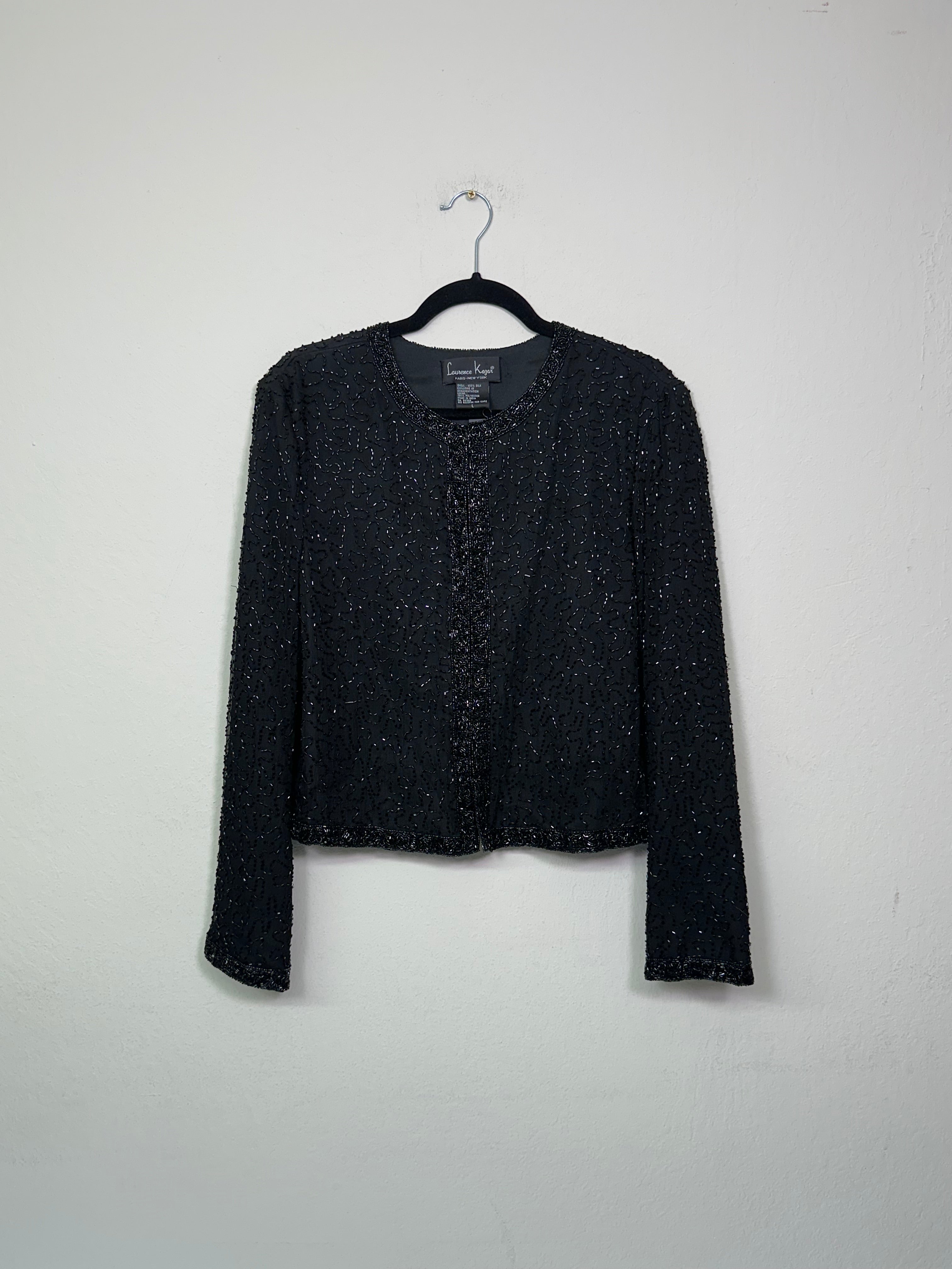 Lawrence Kazar Beaded Silk Cardigan