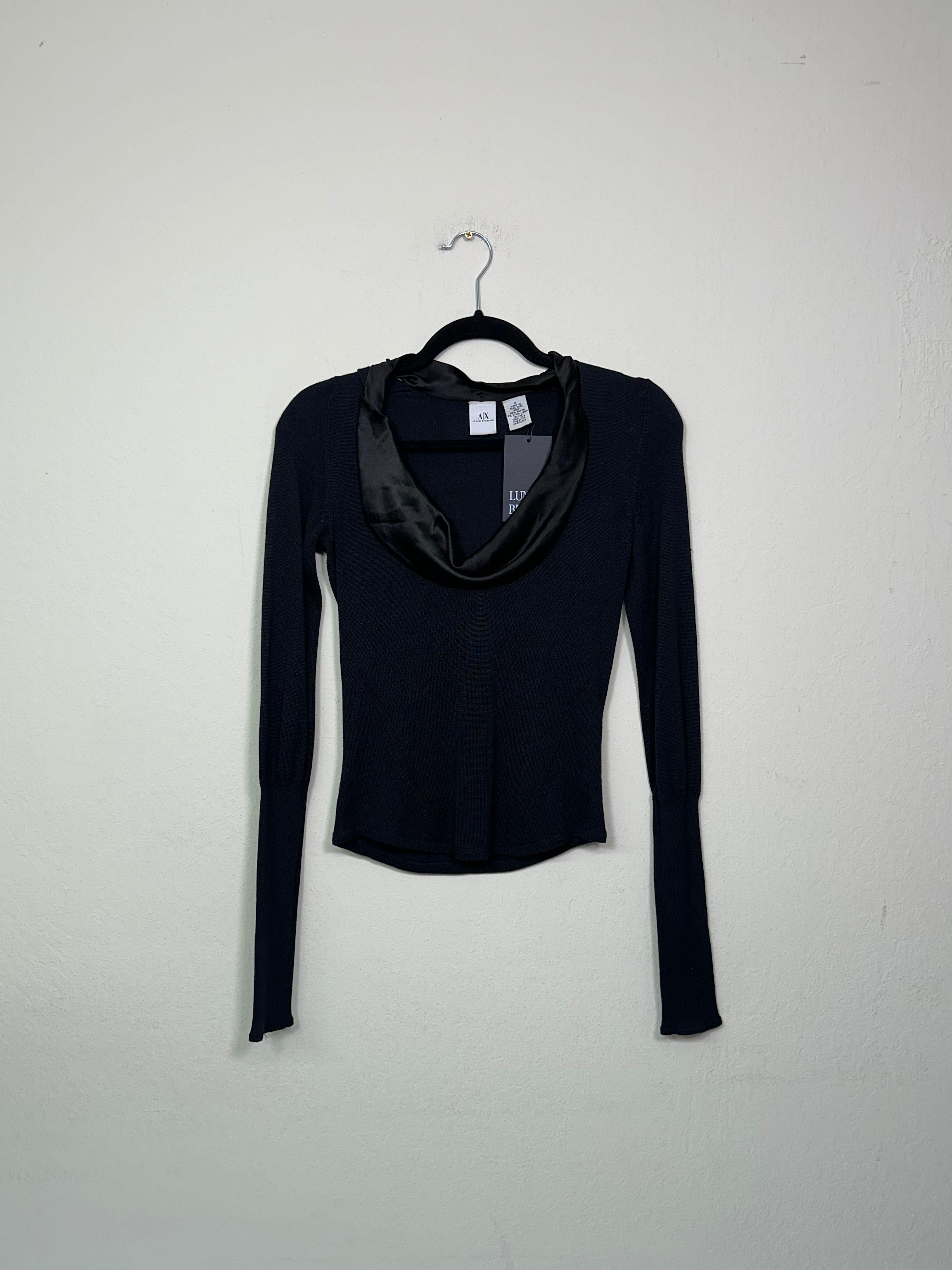 Armani Exchange Silk-Collar Y2K Knit Top