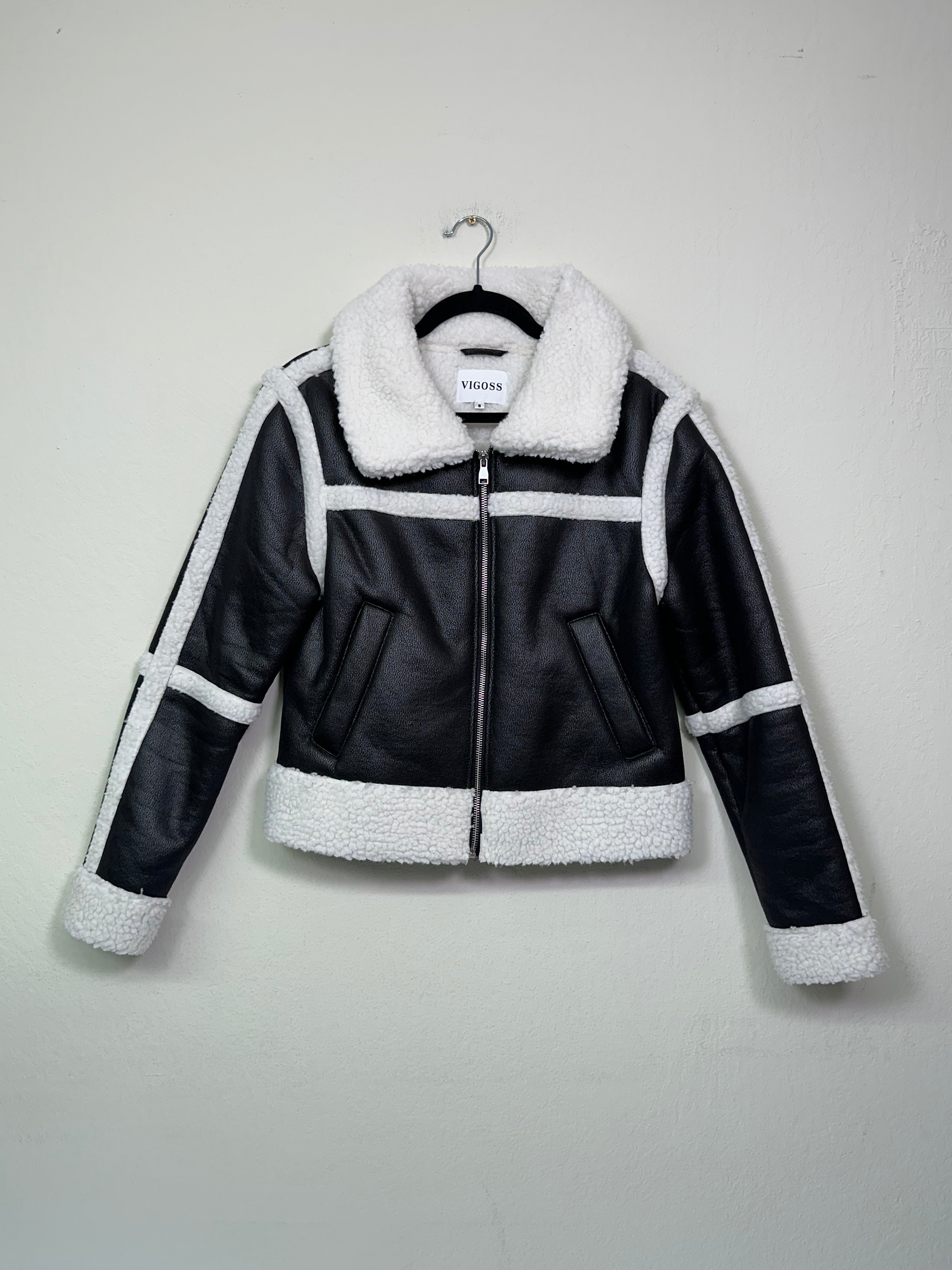 [modern] Faux Shearling Moto Jacket