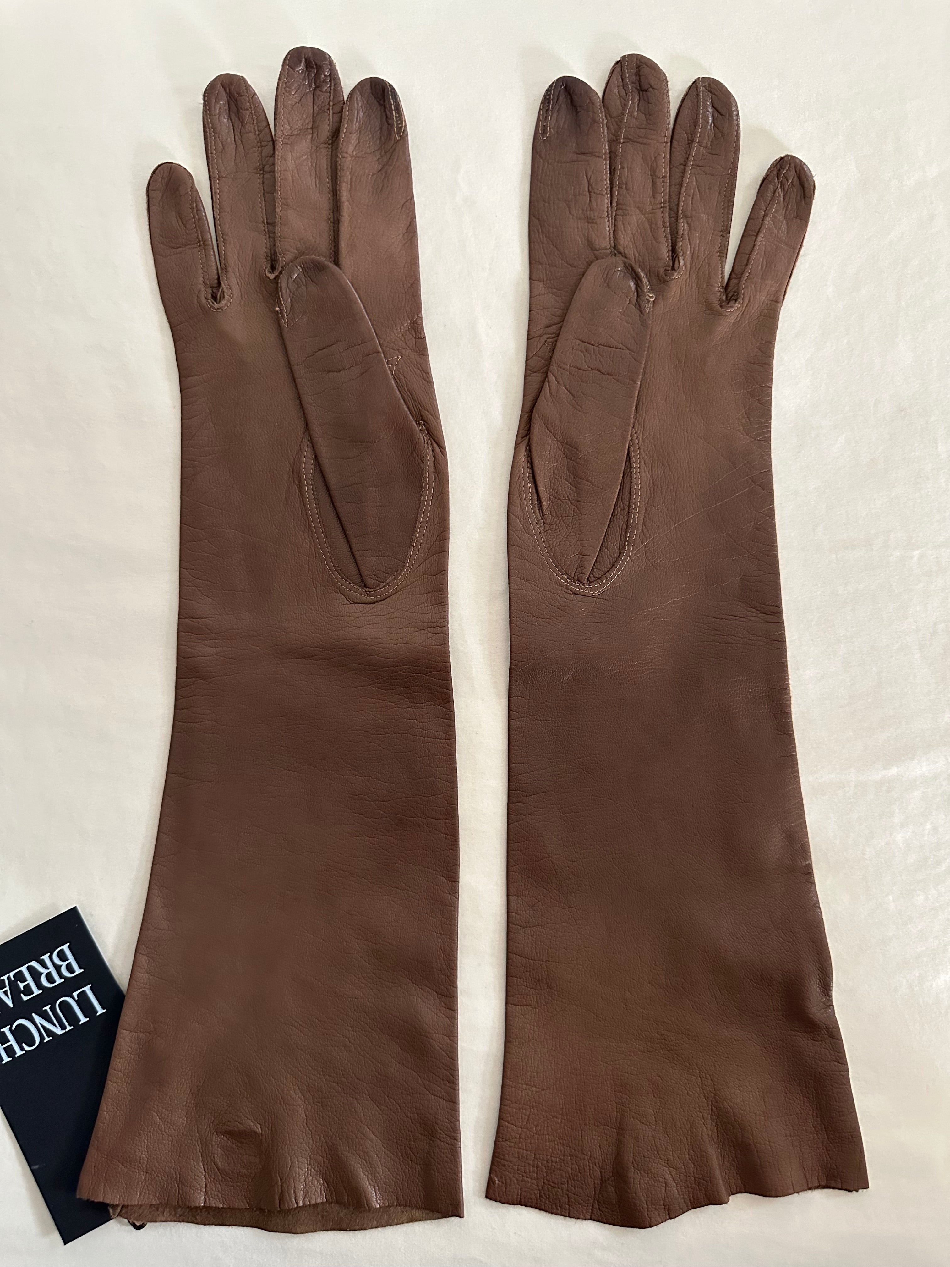 Brown Caresskid Leather Opera Gloves by Superb