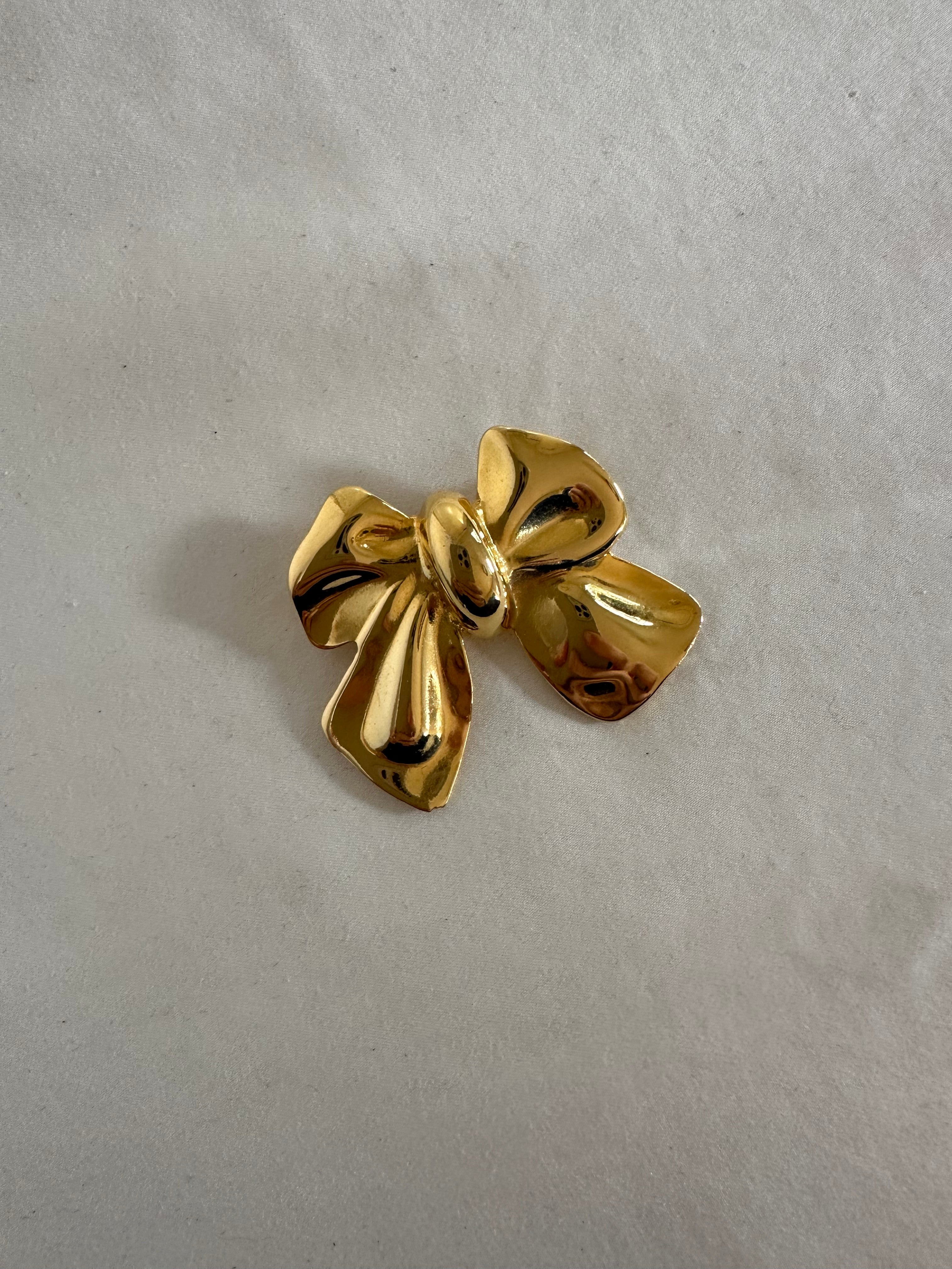 Gold-Tone Sculptural Bow Brooch