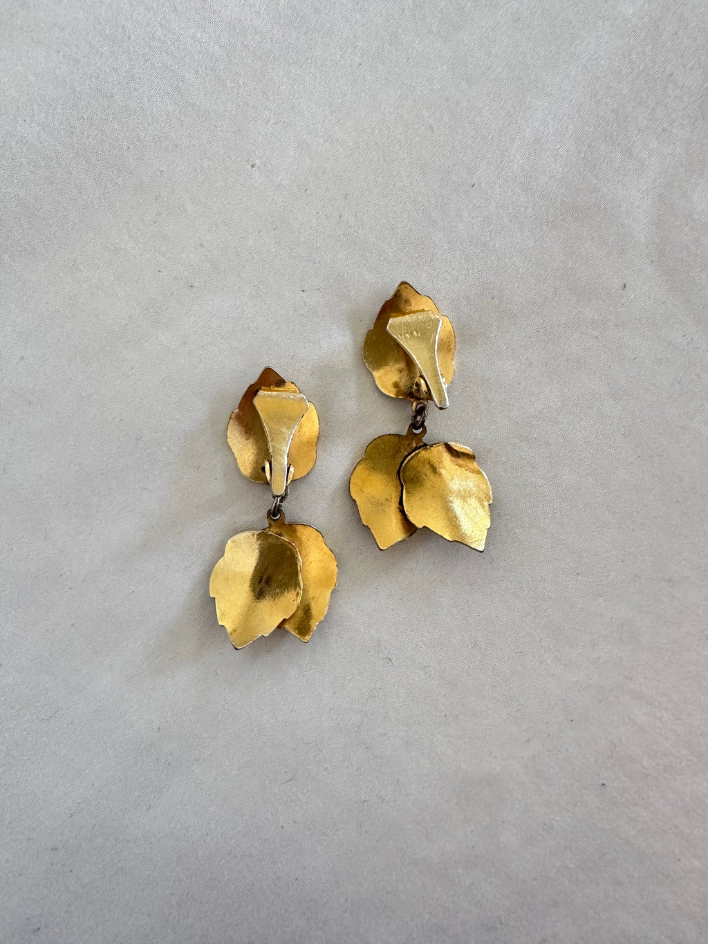 Gold, Silver & Black Leaf Clip-On Earrings