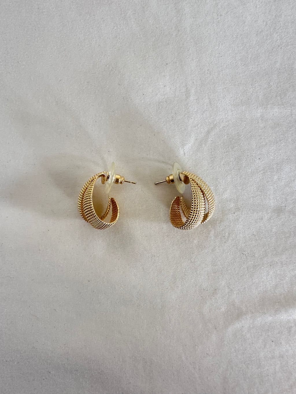 Textured Gold Crescent Hoop Earrings