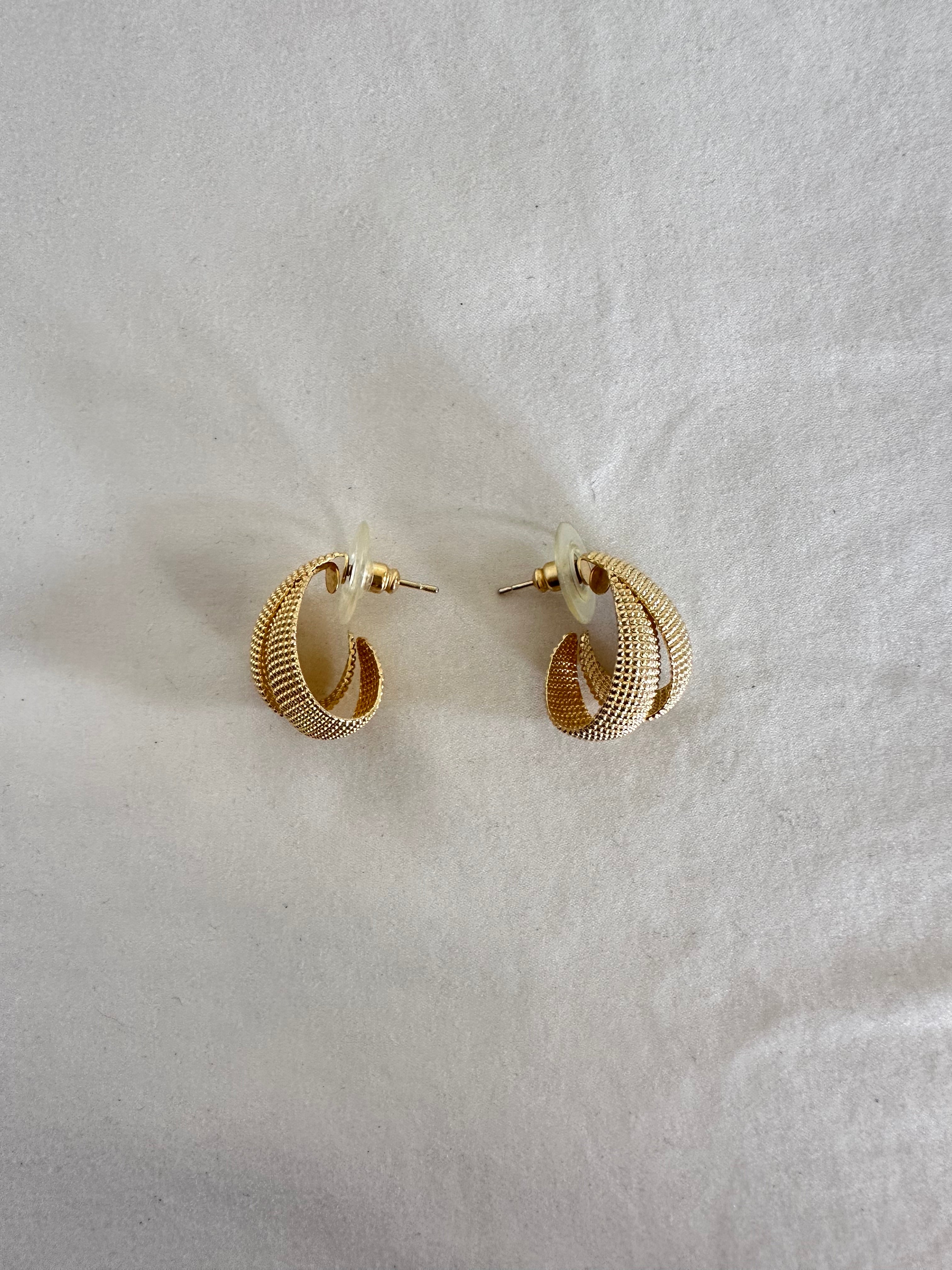 Textured Gold Crescent Hoop Earrings