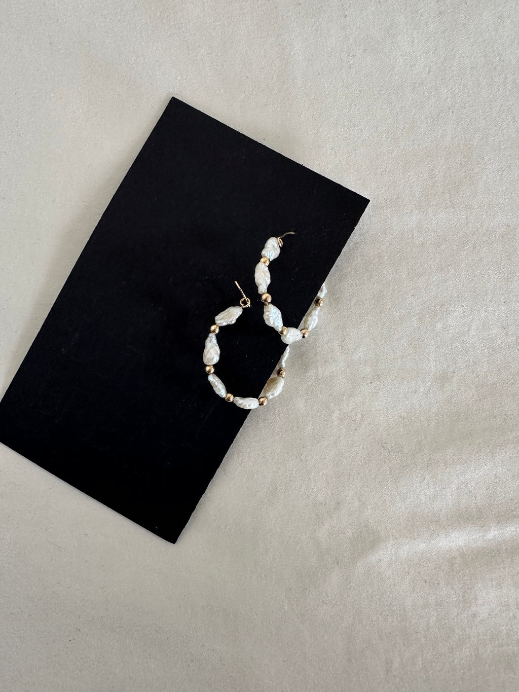 Faux Pearl Hoop Earrings