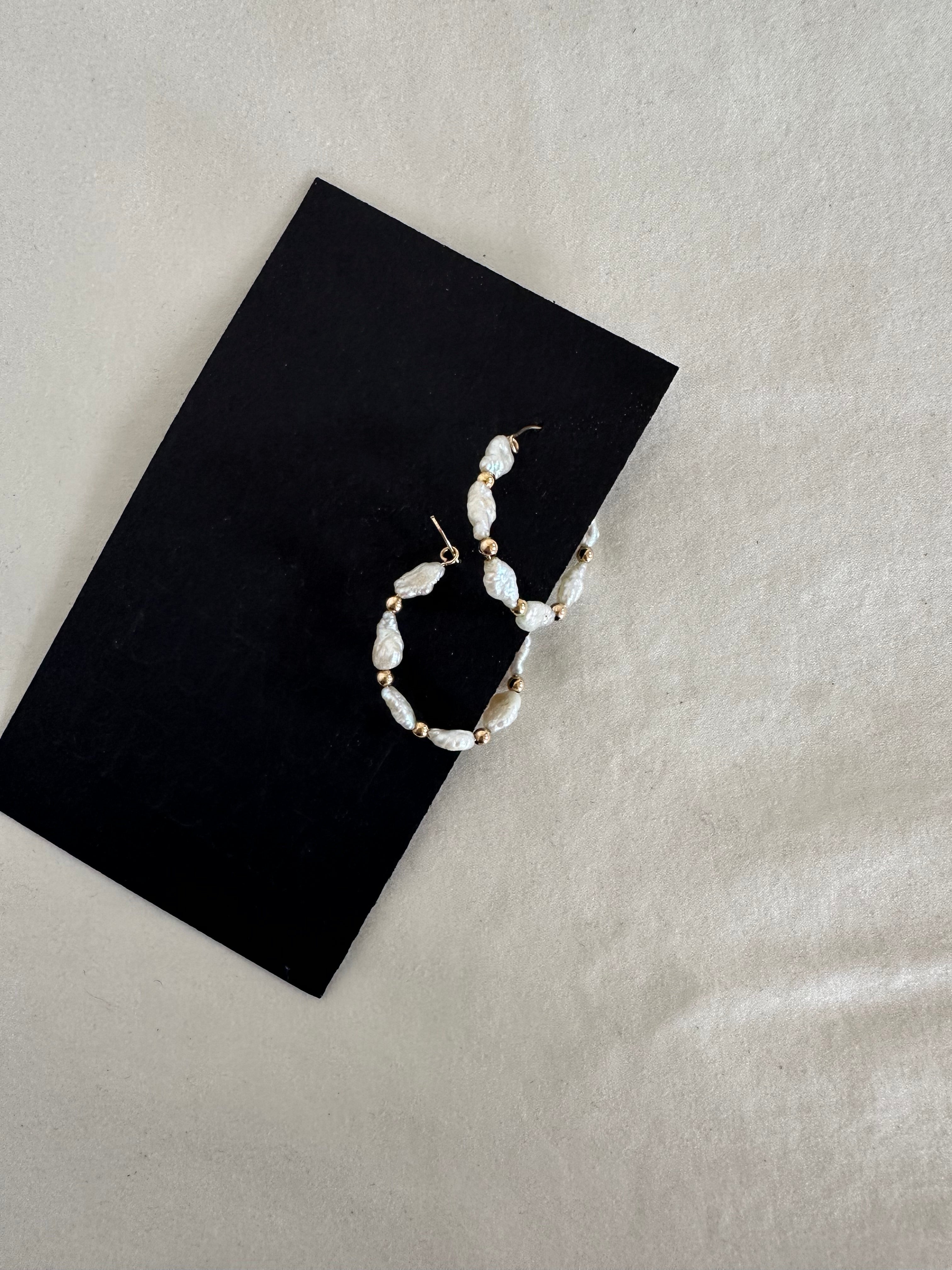 Faux Pearl Hoop Earrings