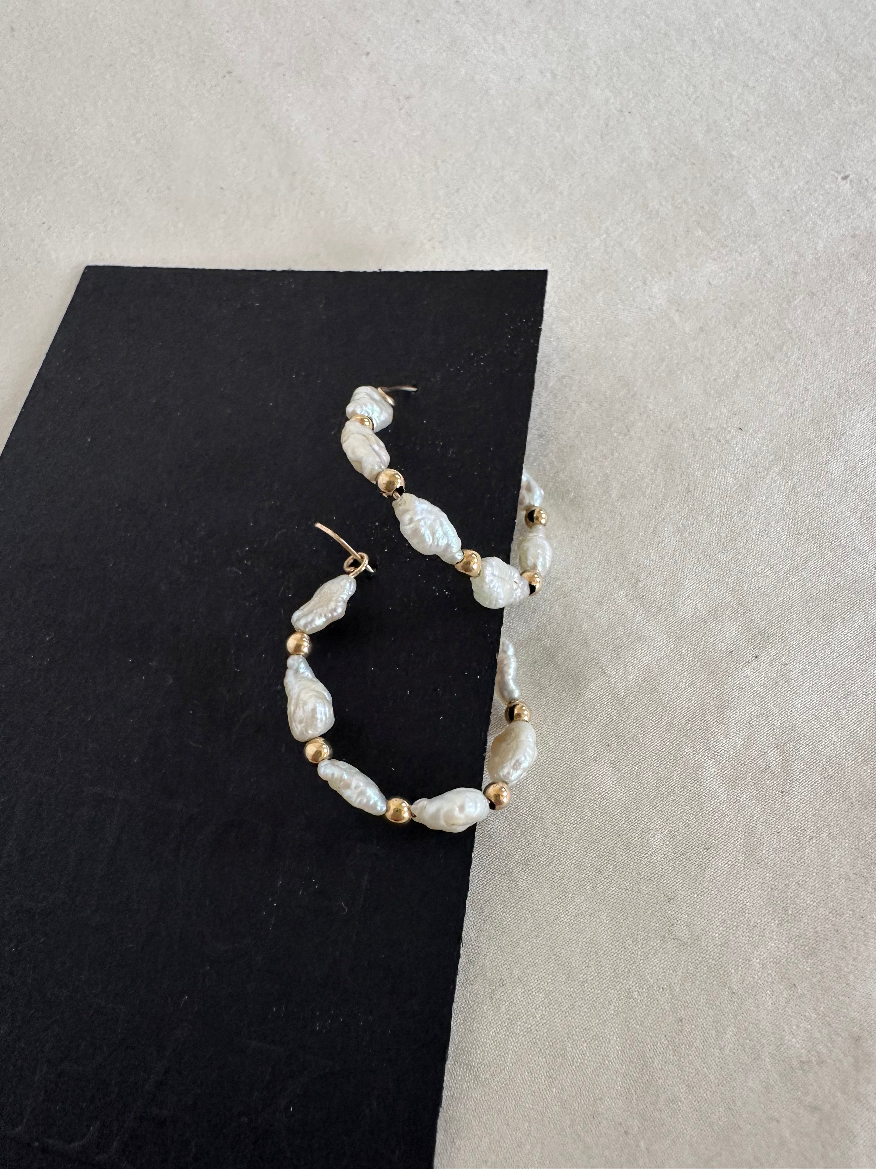 Faux Pearl Hoop Earrings