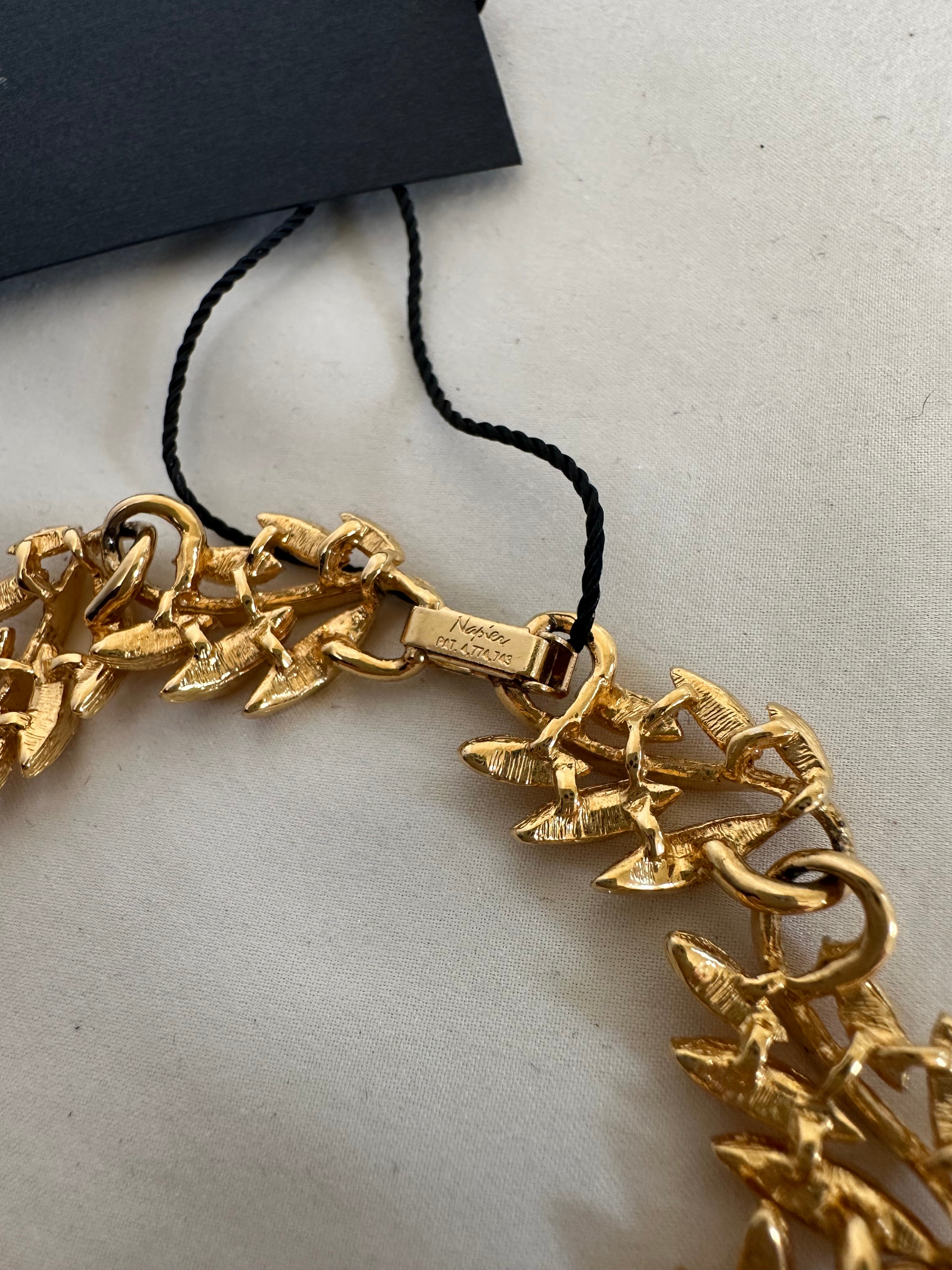 Napier Gold-Tone Leaf Link Bracelet