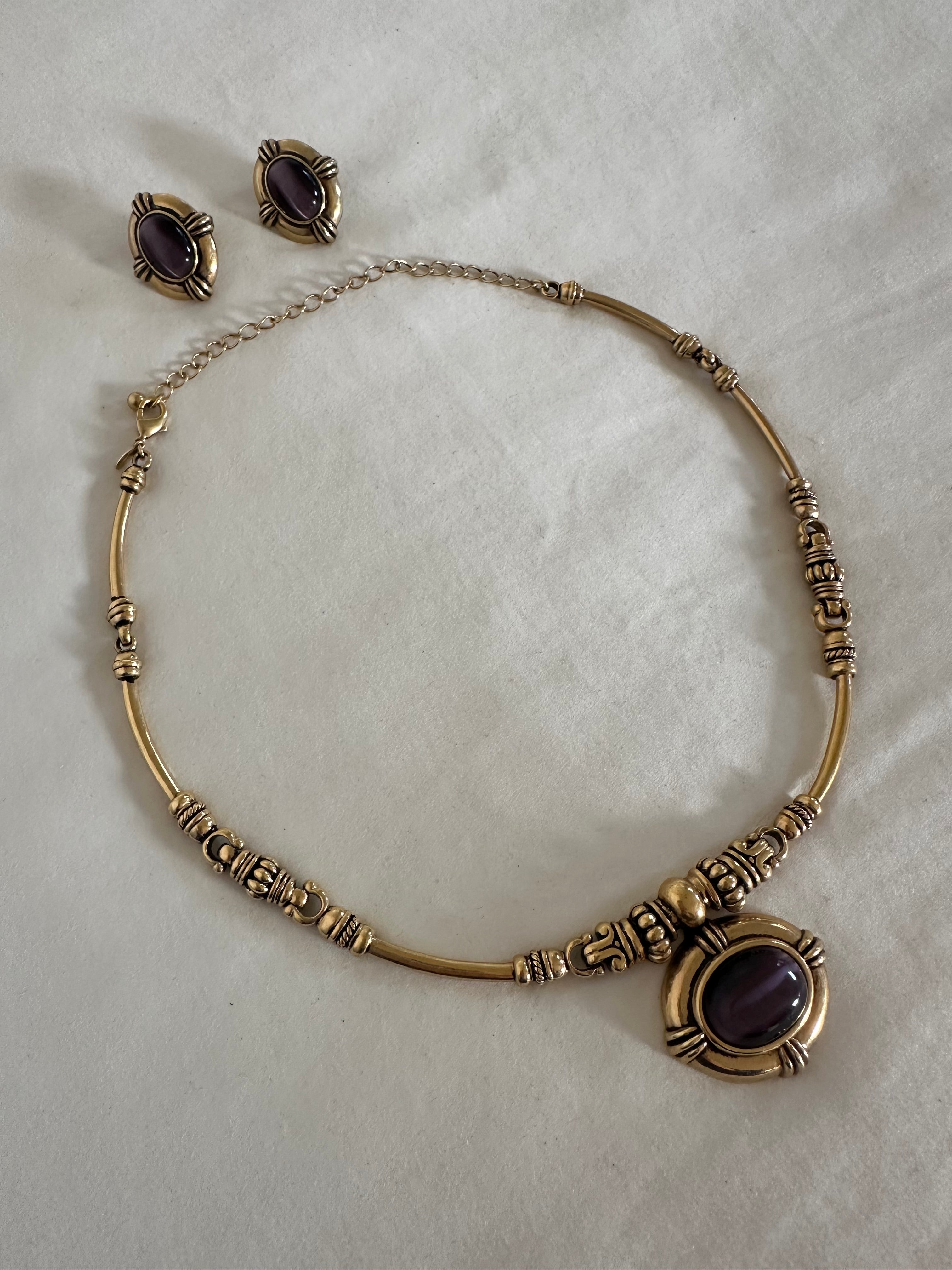 Vintage Avon Gold-Tone Cabochon Choker Necklace