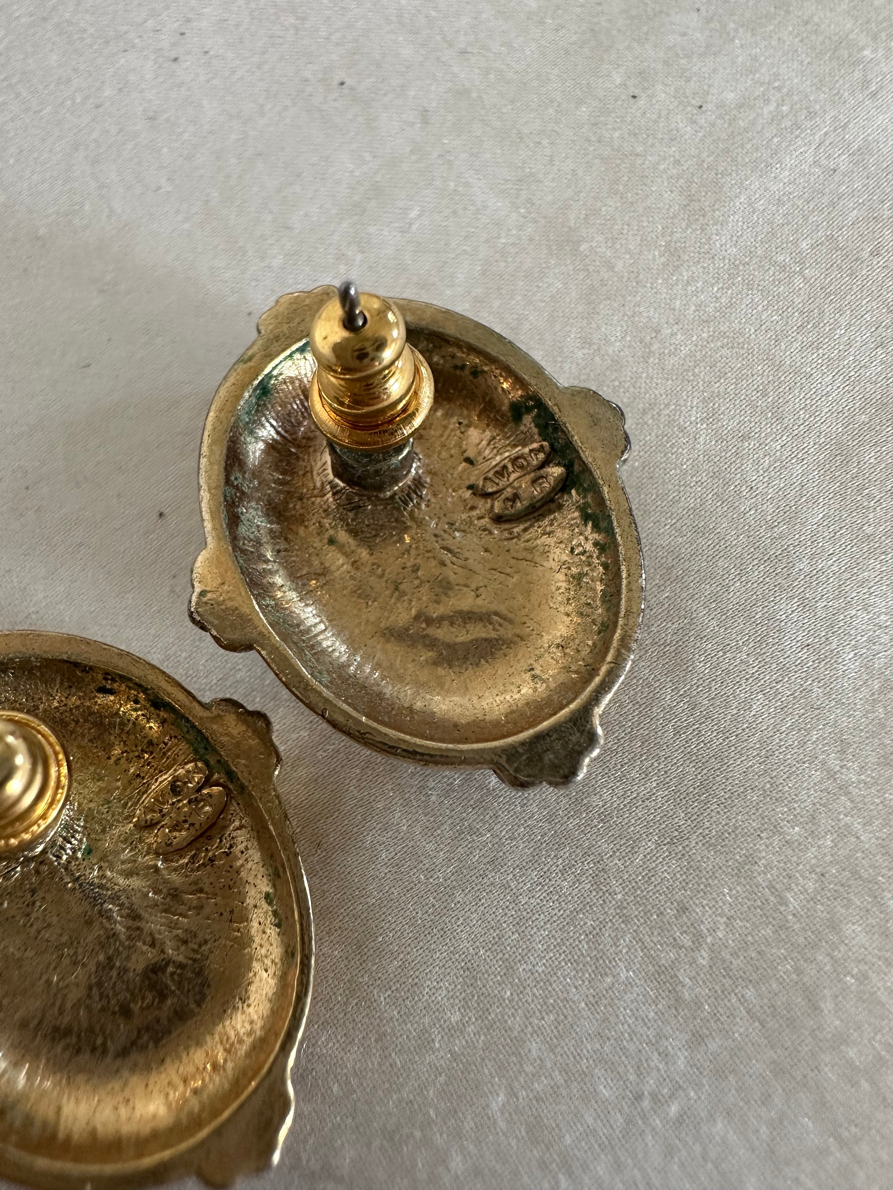 Vintage Avon Purple Cabochon Stud Earrings