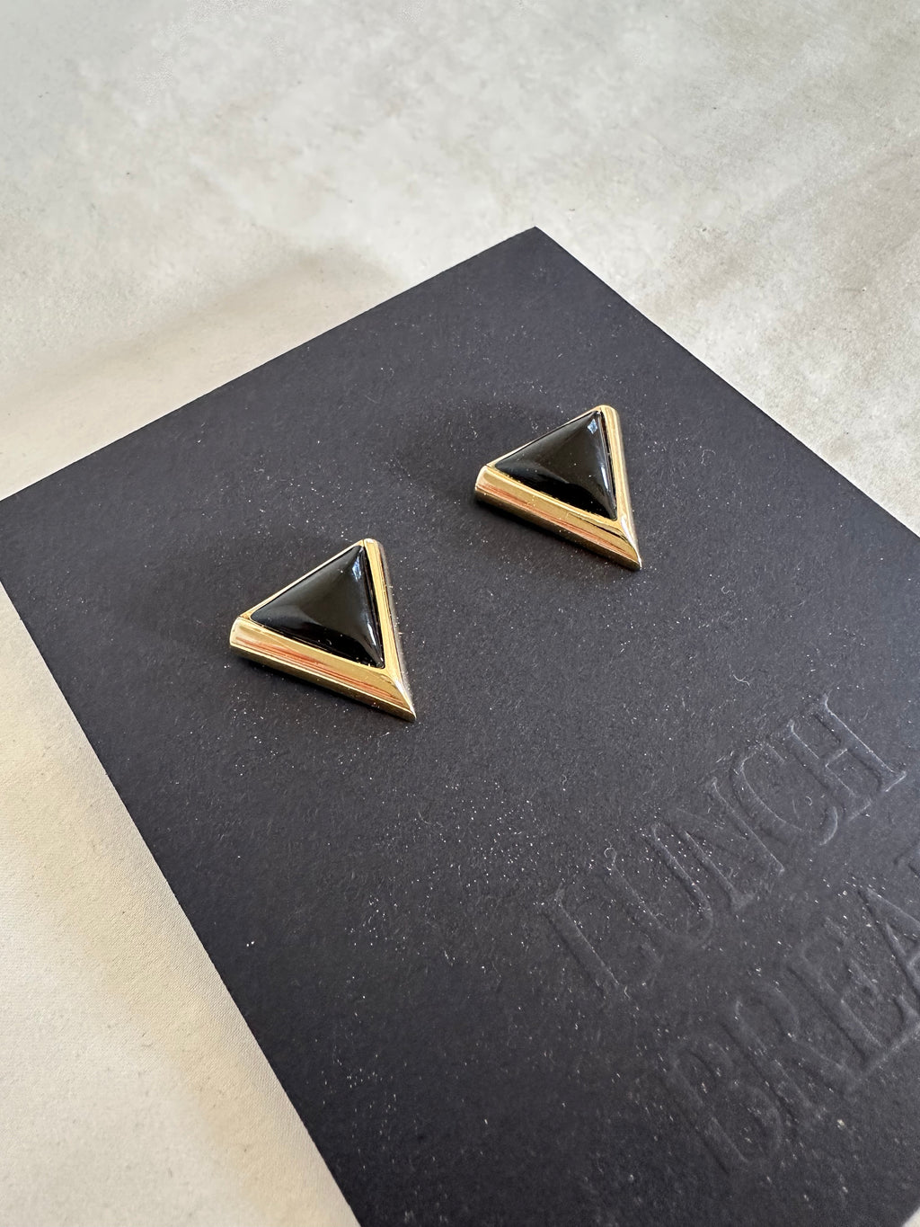 Black Triangle Stud Earrings