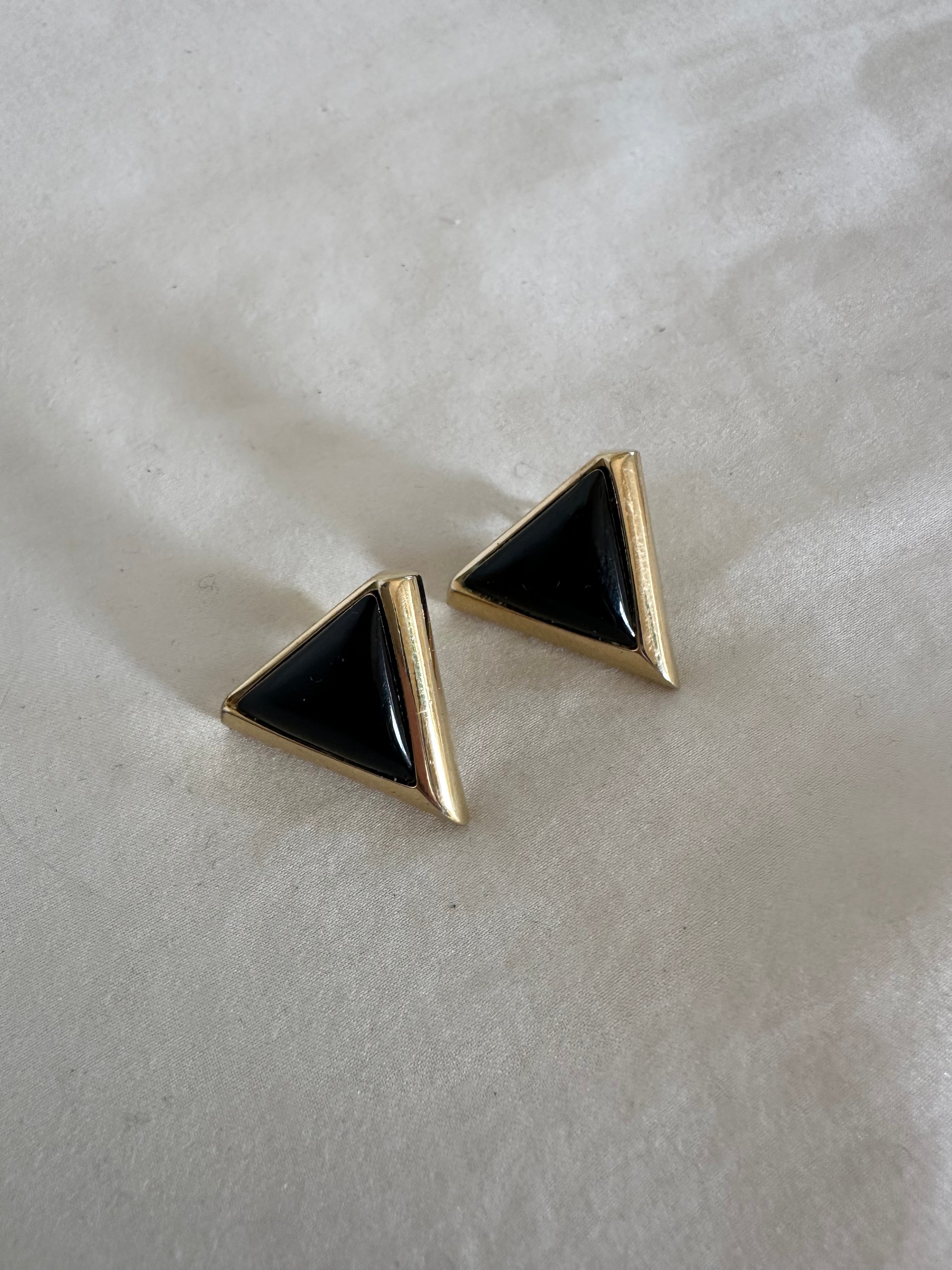 Black Triangle Stud Earrings