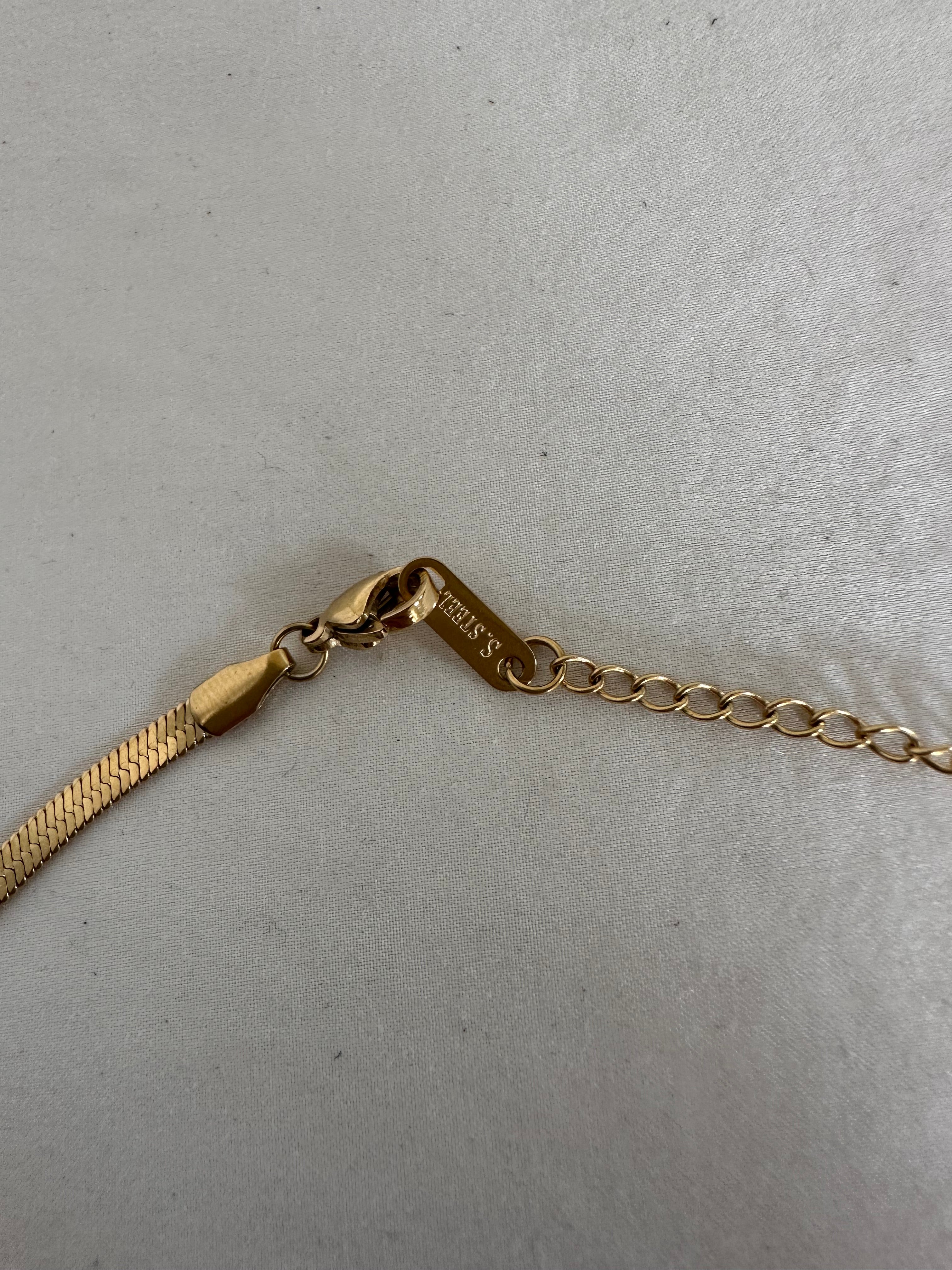 Green Chevron Inlay V Necklace