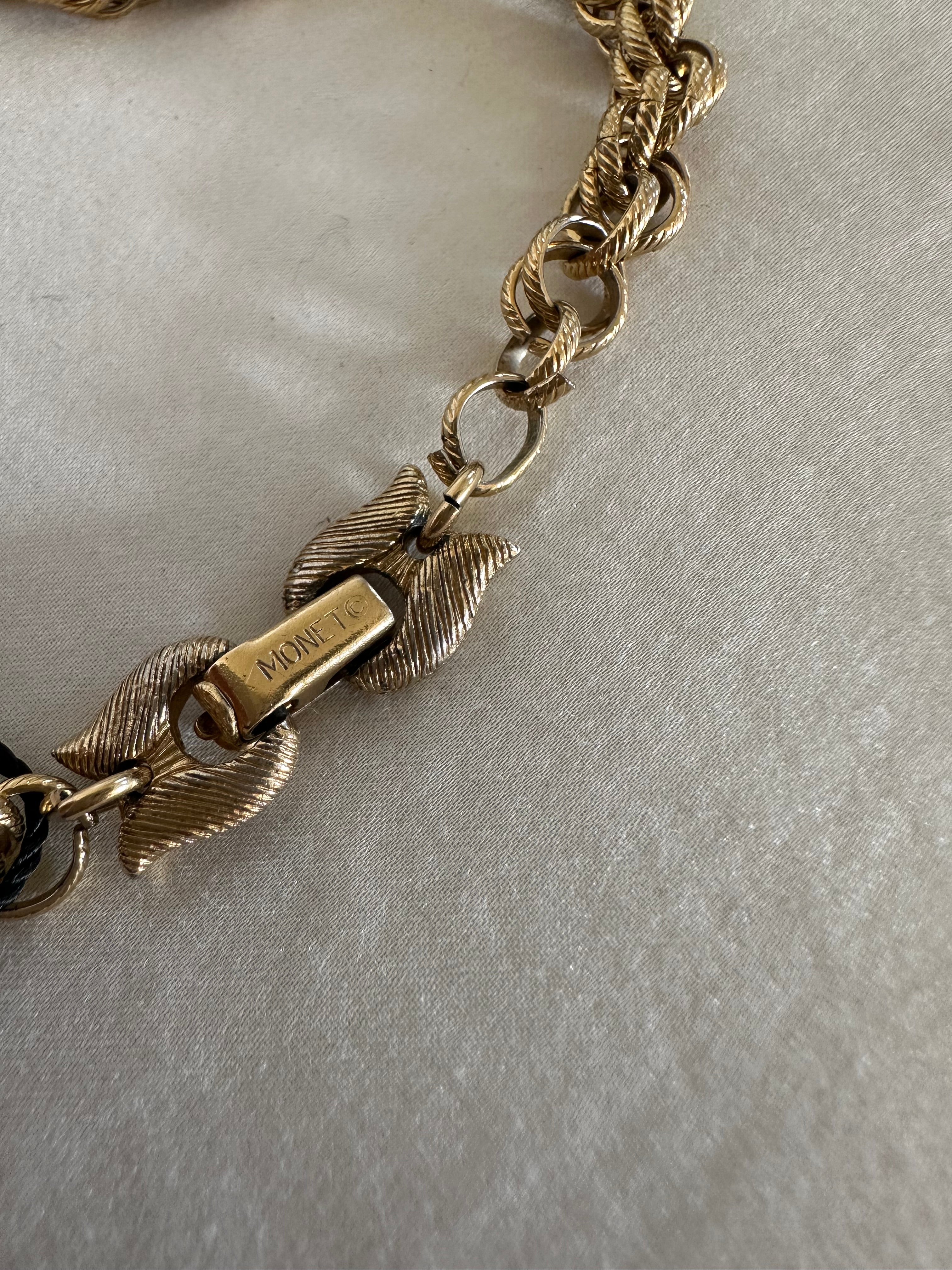 Monet Amber Cabochon Tassel Necklace