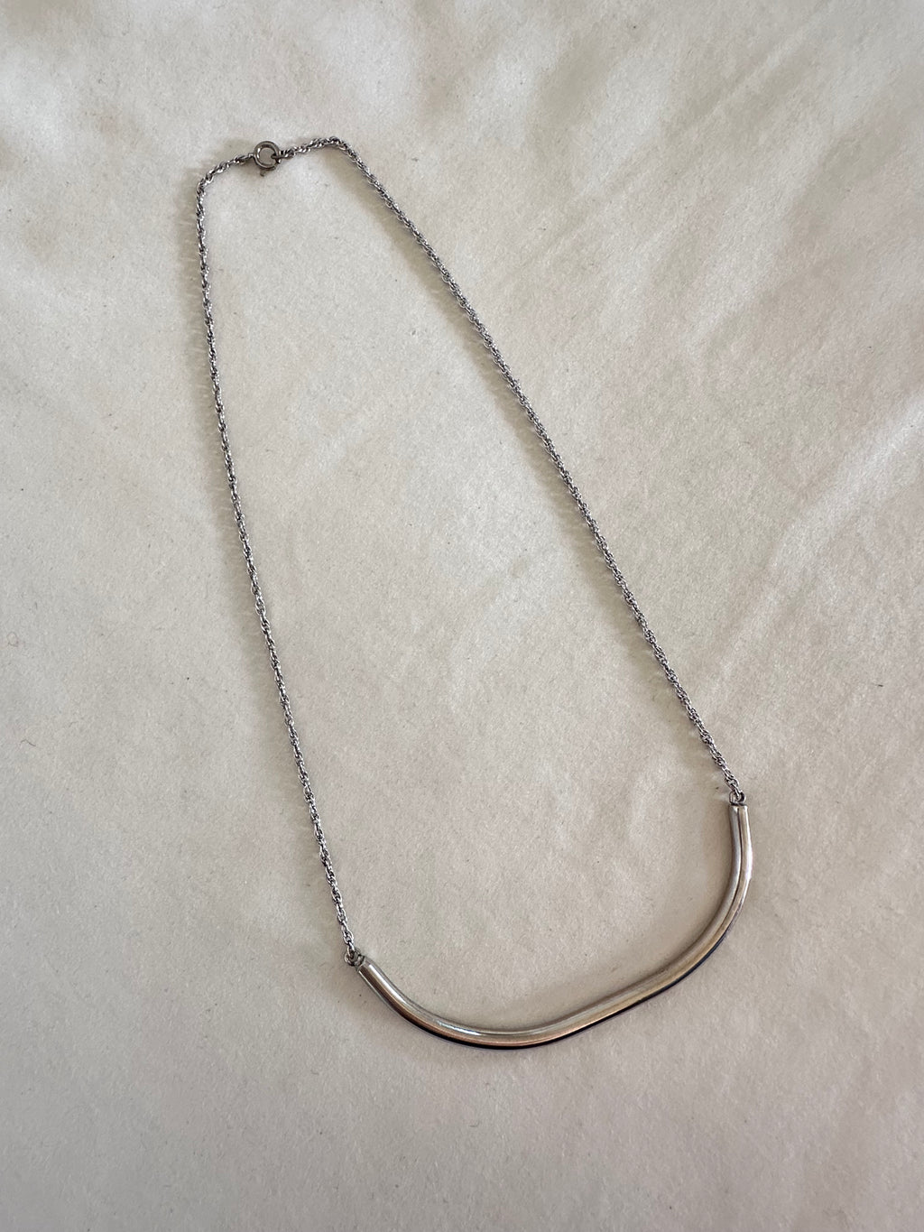 Sterling Silver Curved Bar Necklace