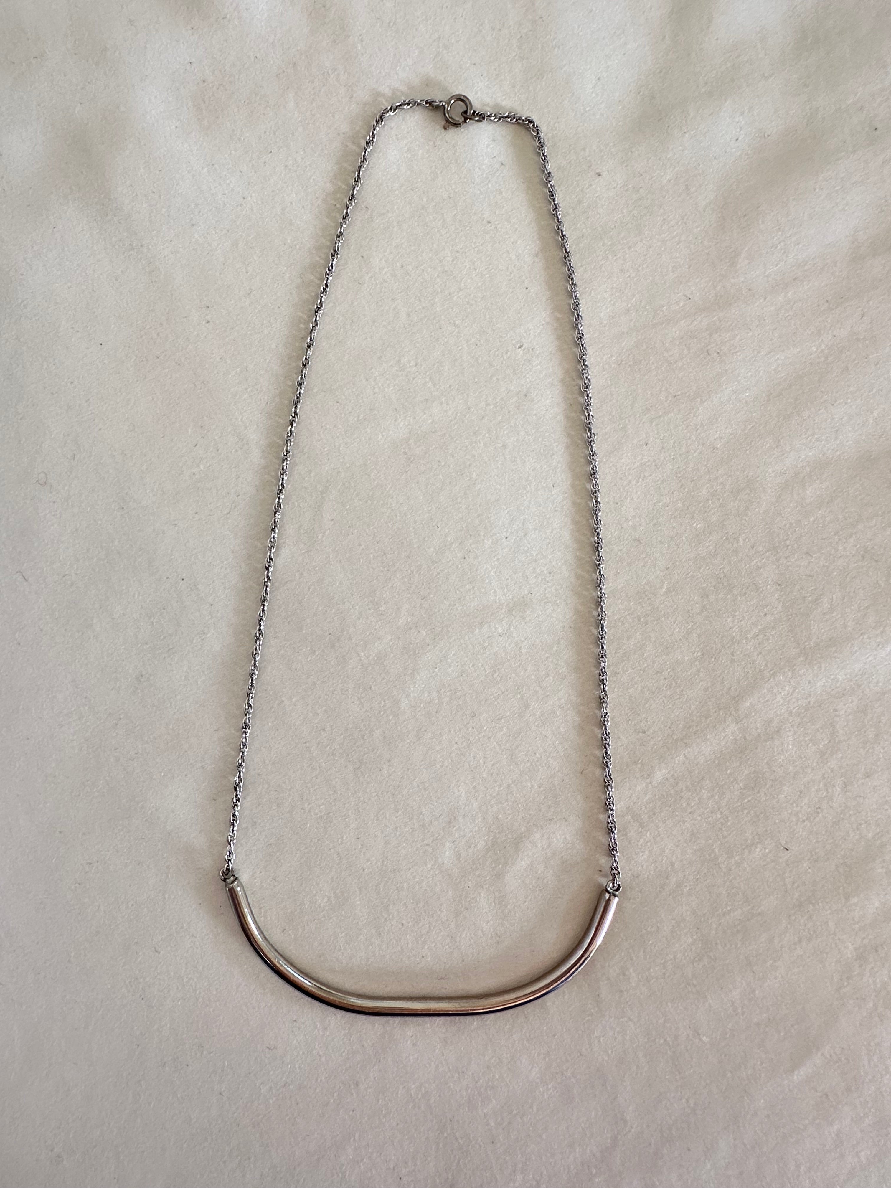 Sterling Silver Curved Bar Necklace
